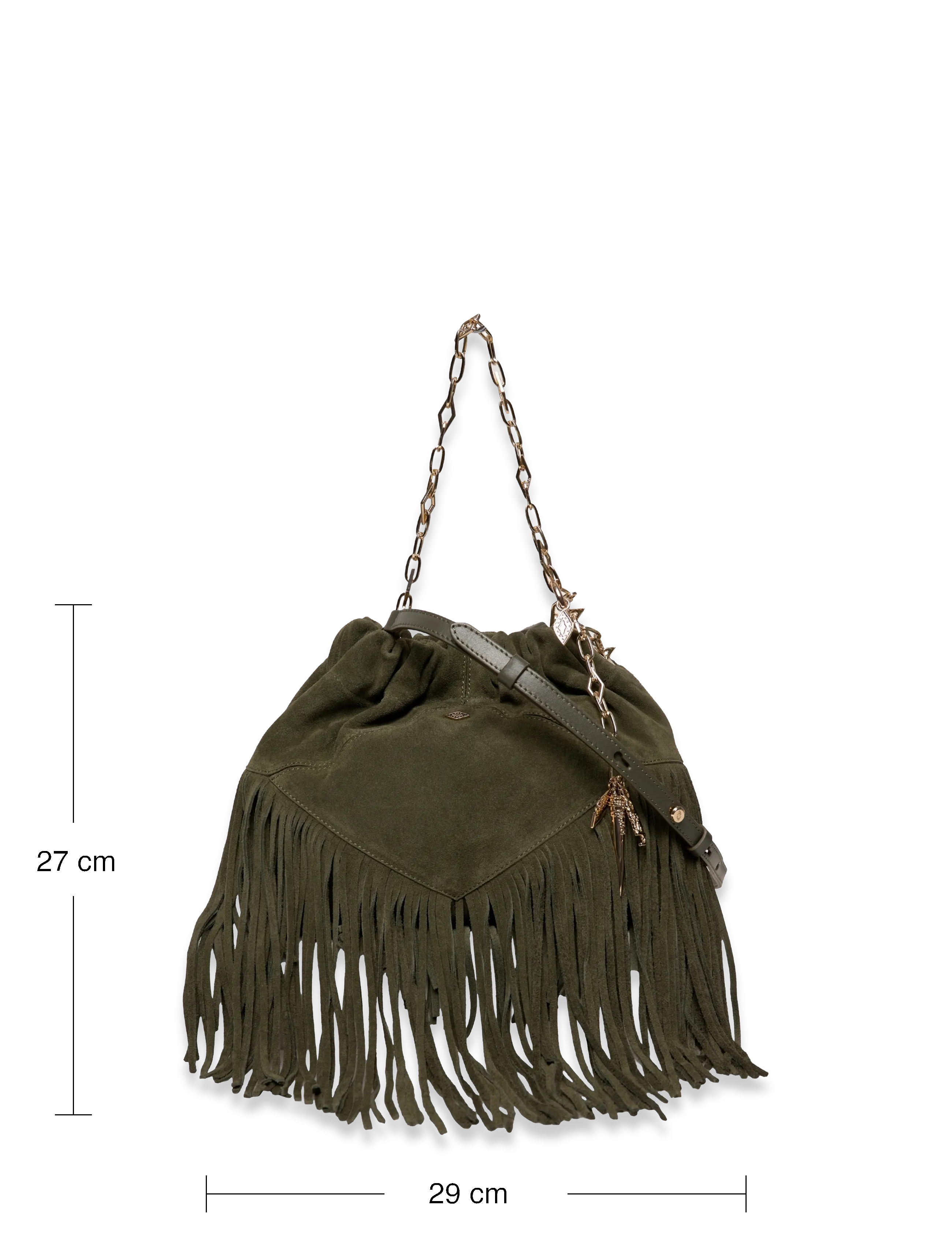 ba&sh - SAC S SUEDE MINI JUNE TOTE FRANGES - green - 4