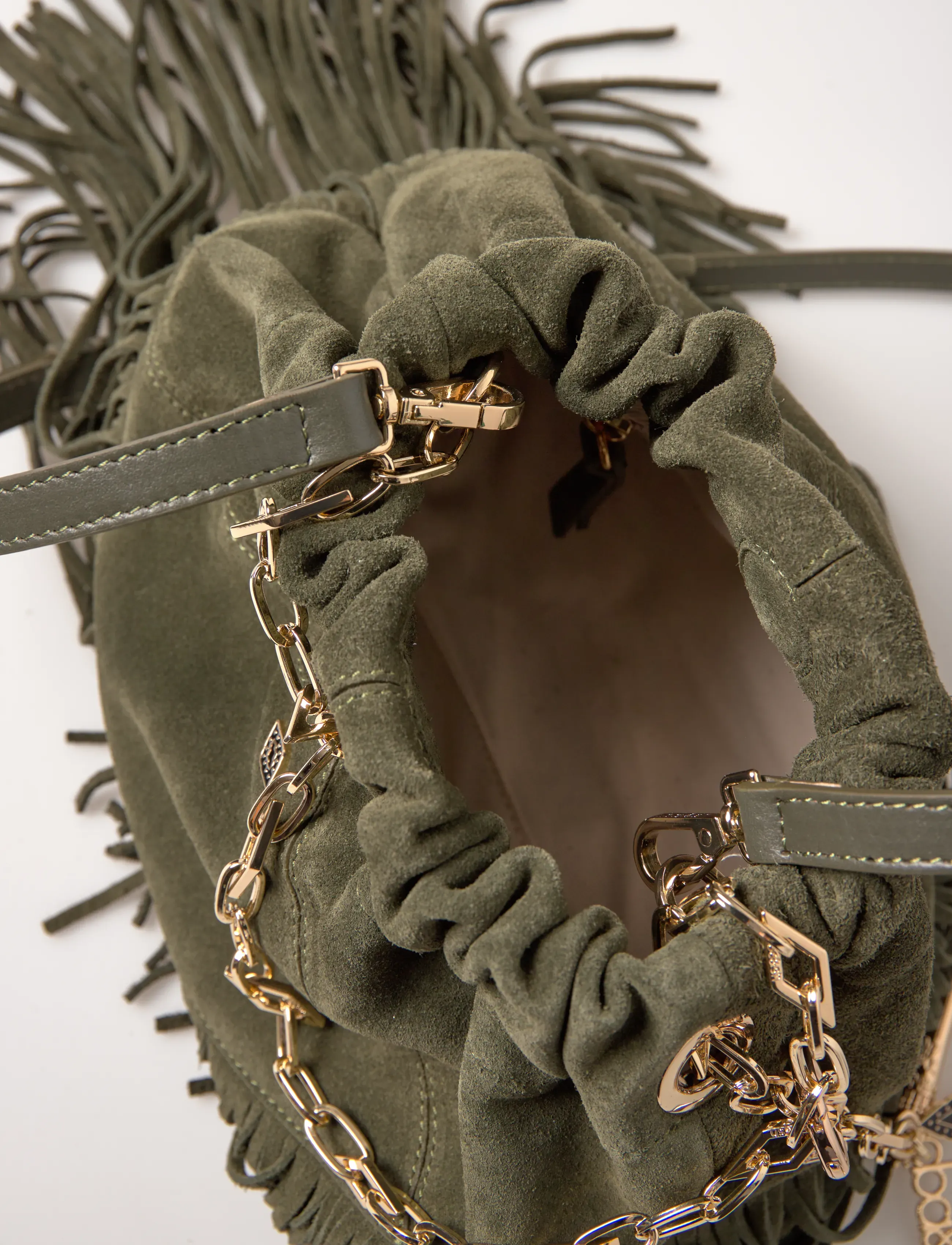 ba&sh - SAC S SUEDE MINI JUNE TOTE FRANGES - green - 5