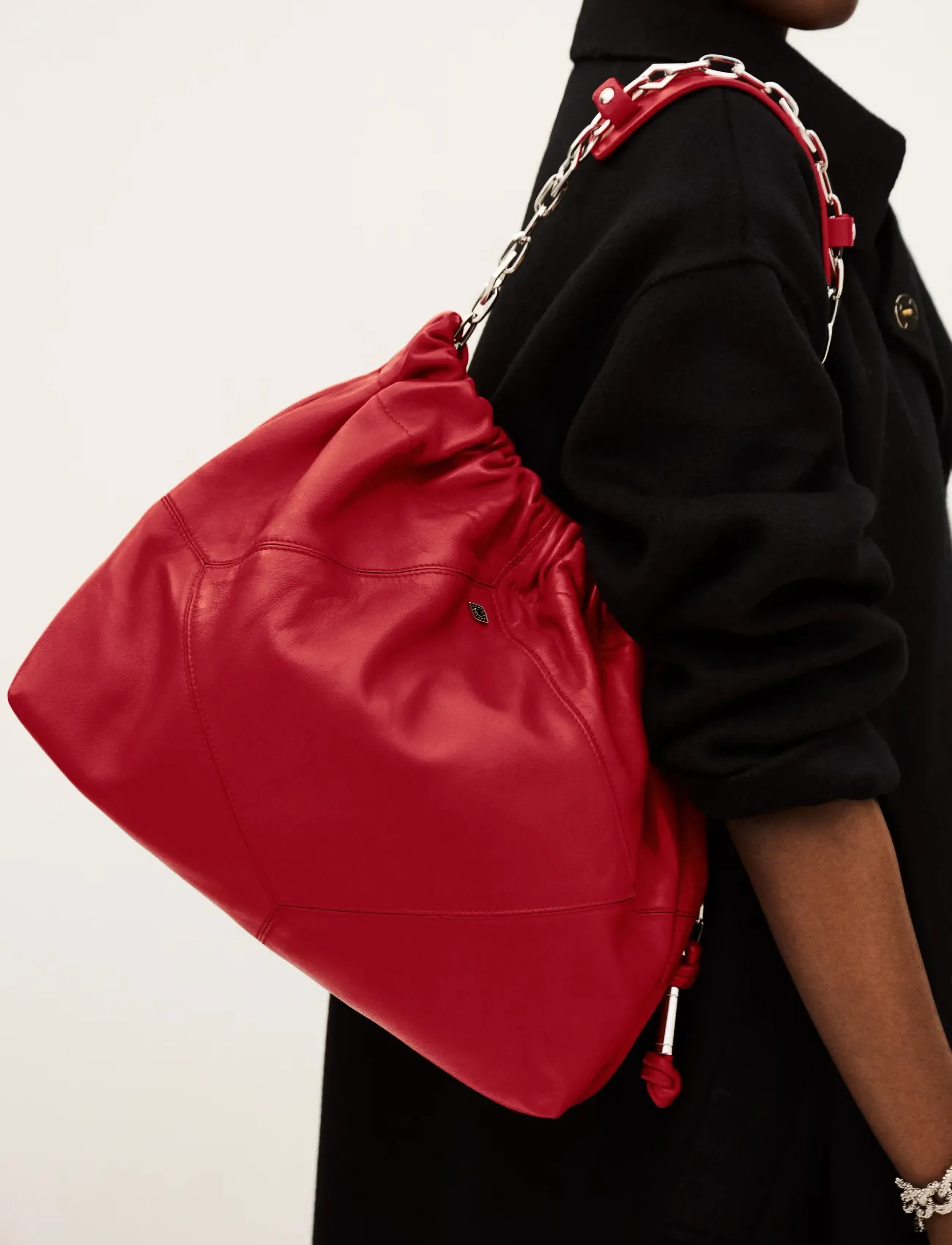 ba&sh Sac M Nappa June Tote, Kvinder, Blød Tote Taske, Rød, Str: TU