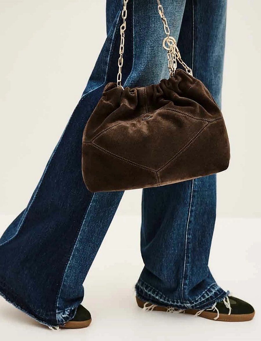 ba&sh - BAG S SUEDE MINI JUNE TOTE - kandekotid - choco - 0