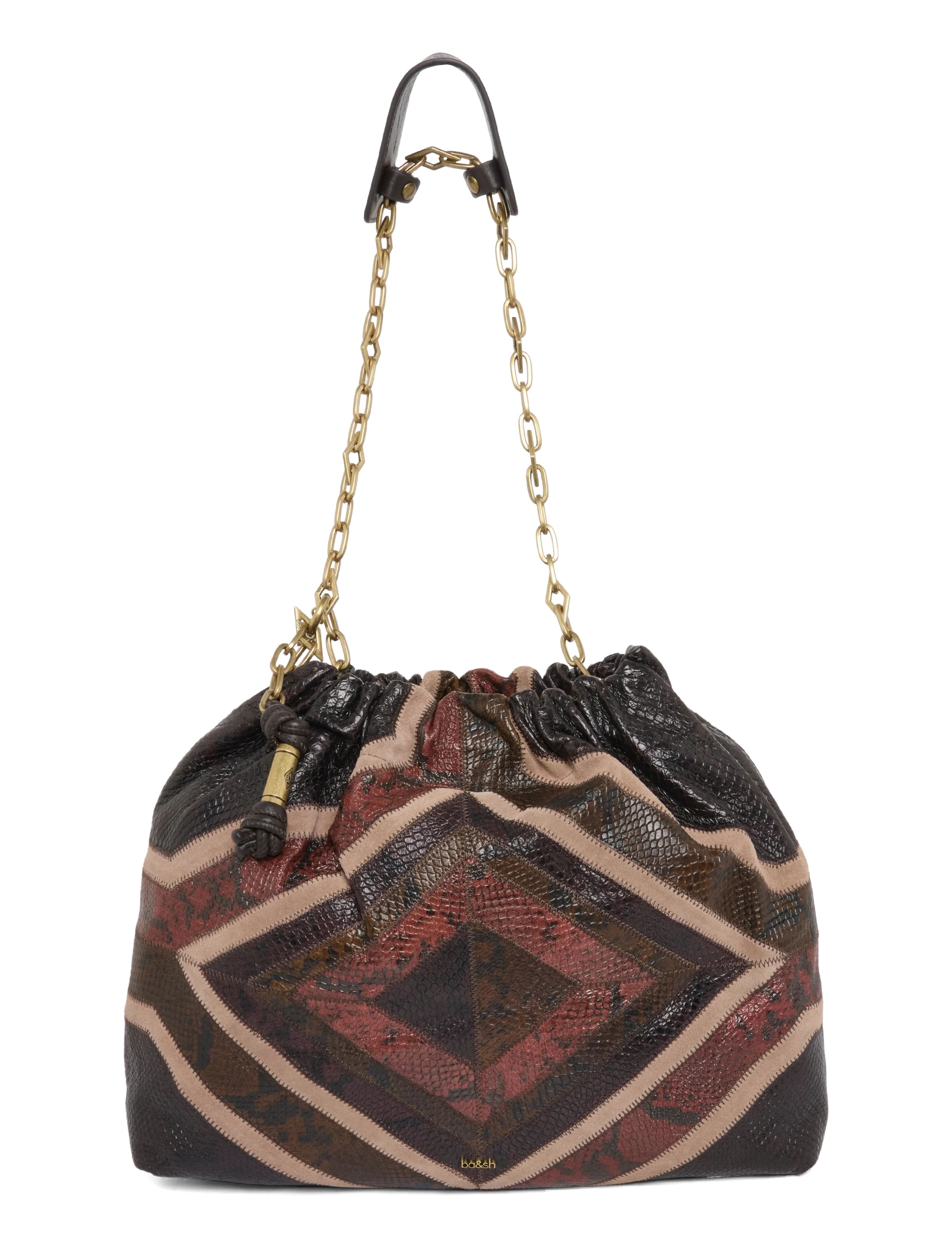ba&sh BAG M PATCHWORK EXOTIC JUNE TOTE - ba&sh - RED / red