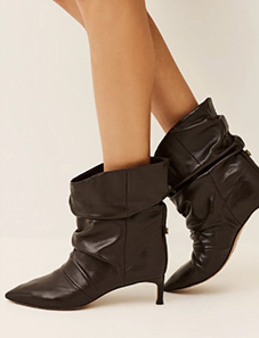 ba&sh - LEATHER LOW COLIVIA ANKLE BOOTS - kontsaga poolsaapad - brown - 0