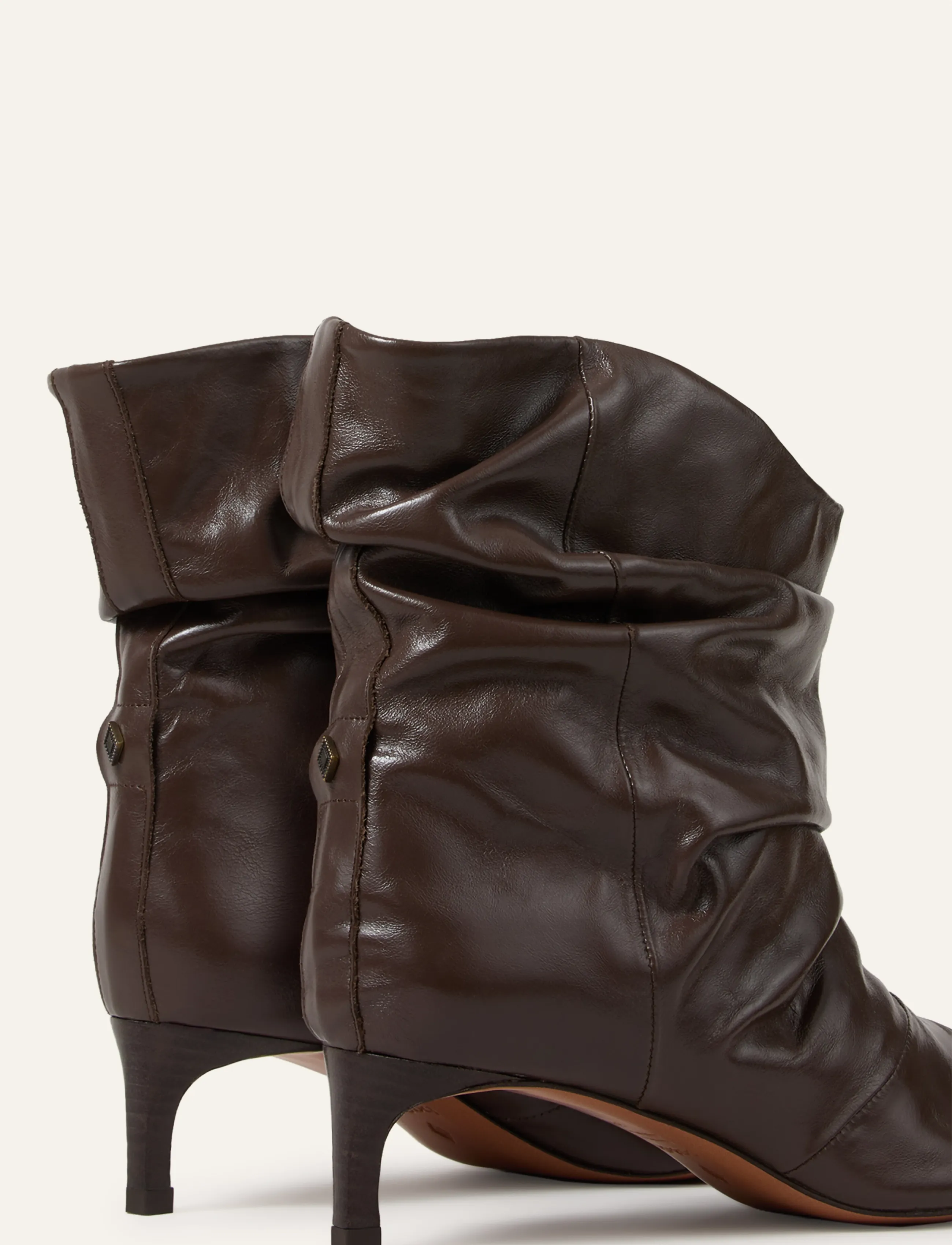 ba&sh - LEATHER LOW COLIVIA ANKLE BOOTS - kontsaga poolsaapad - brown - 4