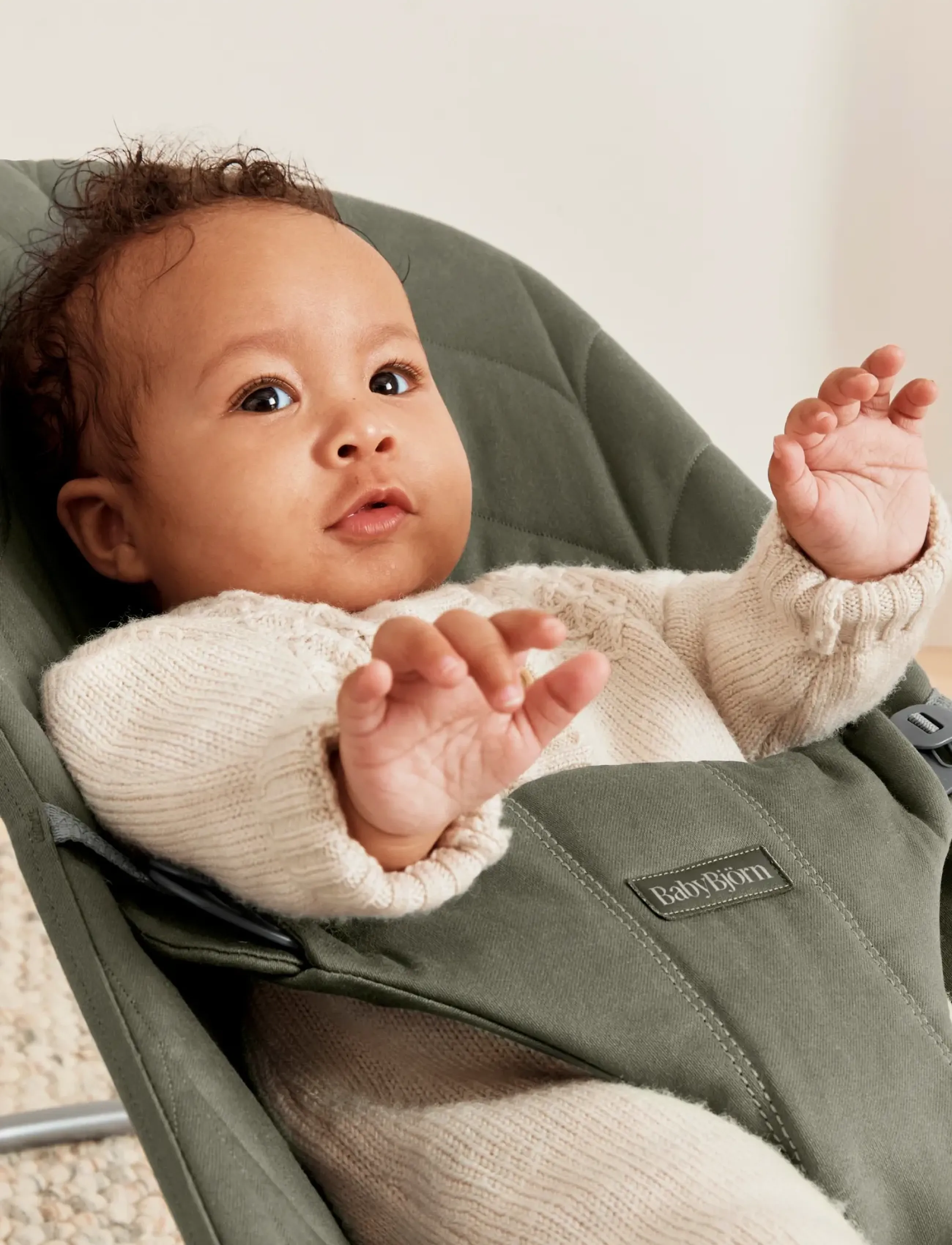 BabyBjörn - BabyBjörn Bouncer Bliss, Woven, Petal Quilt, Dark Green - transats - dark green - 4