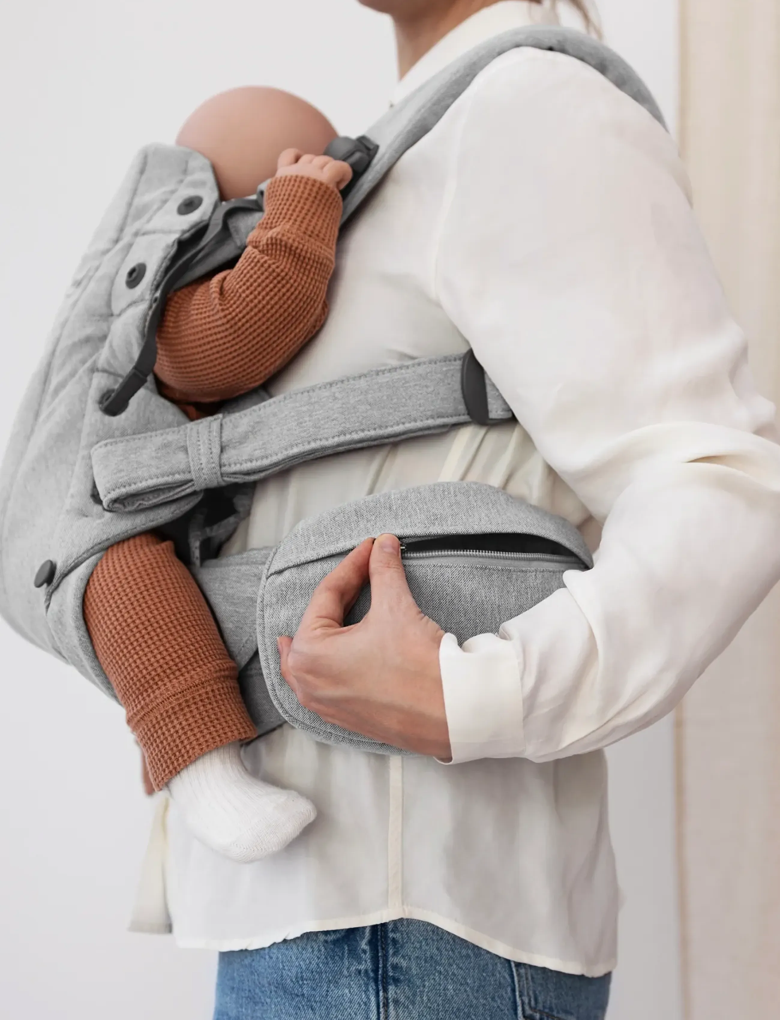 BabyBjörn - BabyBjörn Pocket Pouch for Baby Carrier, Woven mélange, Light Grey - babytragen - light grey - 5