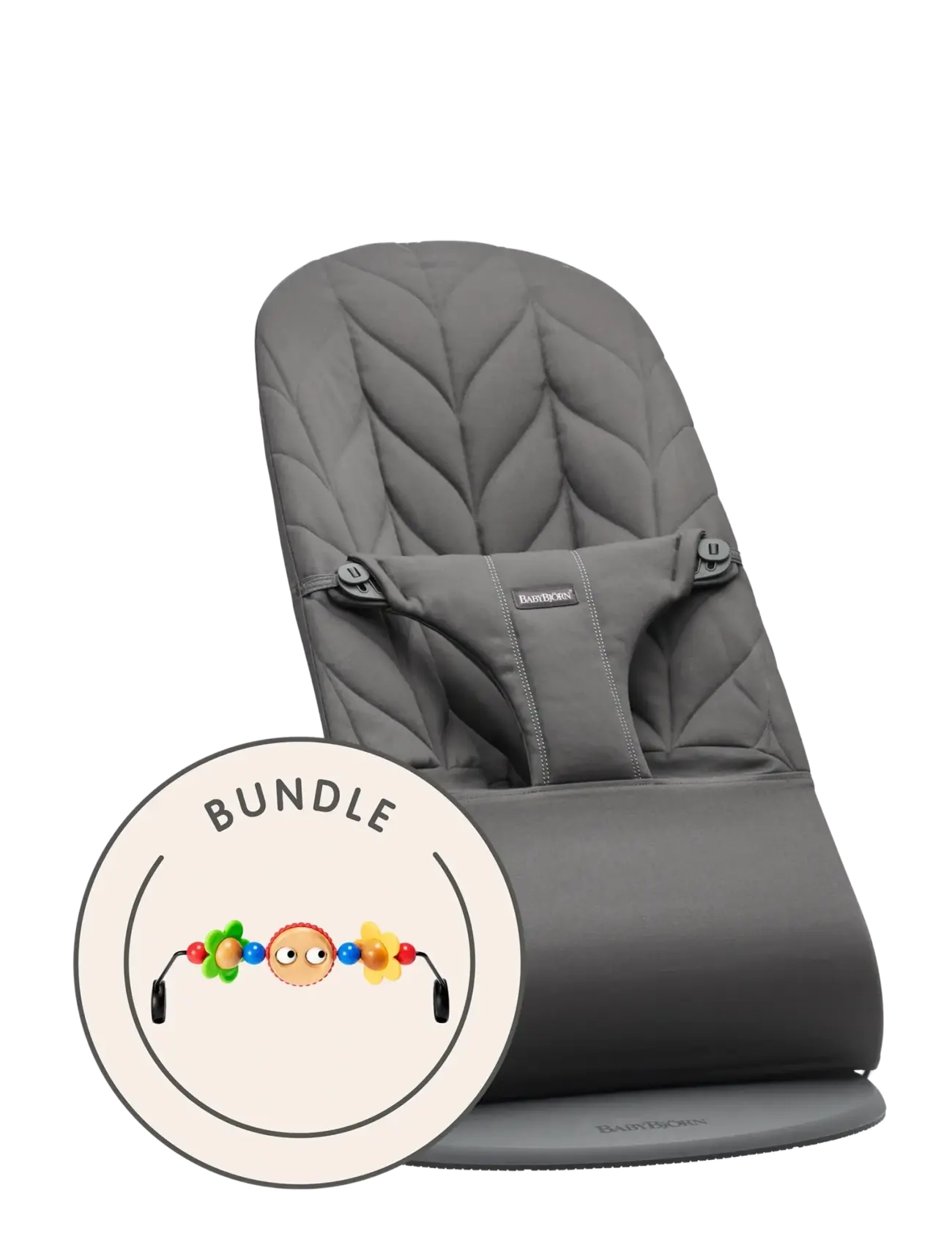 BabyBjörn BabyBjörn Bouncer Bliss, Woven, Petal Quilt, Anthracite + Googly eyes - Baby products - ANTHRACITE / grey