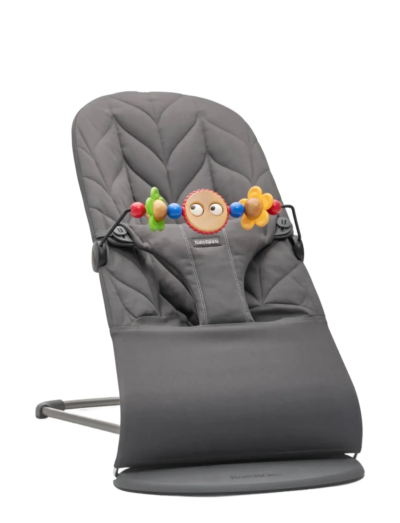 BabyBjörn - BabyBjörn Bouncer Bliss, Woven, Petal Quilt, Anthracite + Googly eyes - babywippen - anthracite - 2