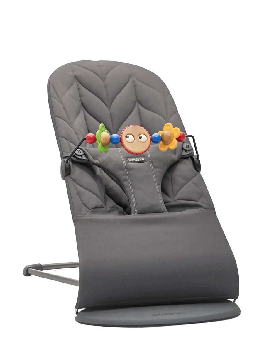 BabyBjörn - BabyBjörn Bouncer Bliss, Woven, Petal Quilt, Anthracite + Googly eyes - babywippen - anthracite - 2