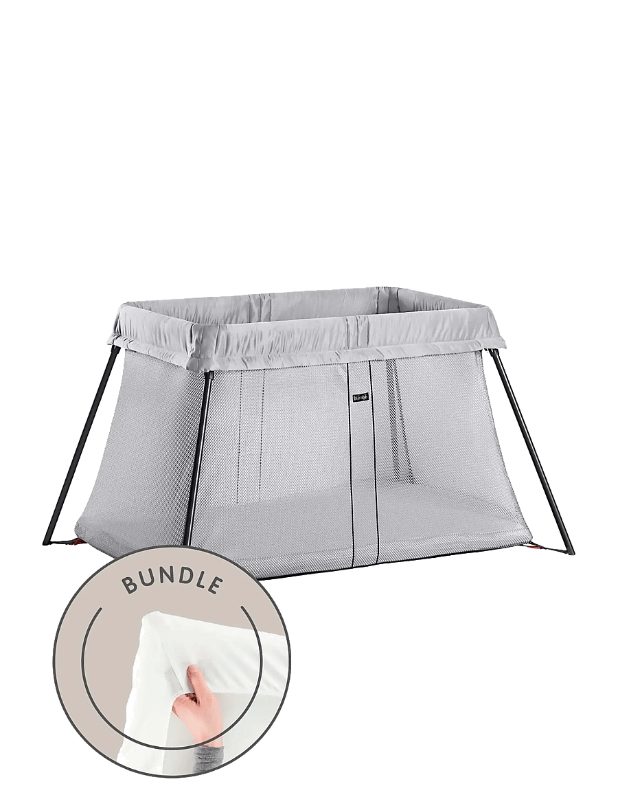 BabyBjörn - BabyBjörn Travel Cot Light, Silver + Fitted Sheet - reisebetten - silver - 1