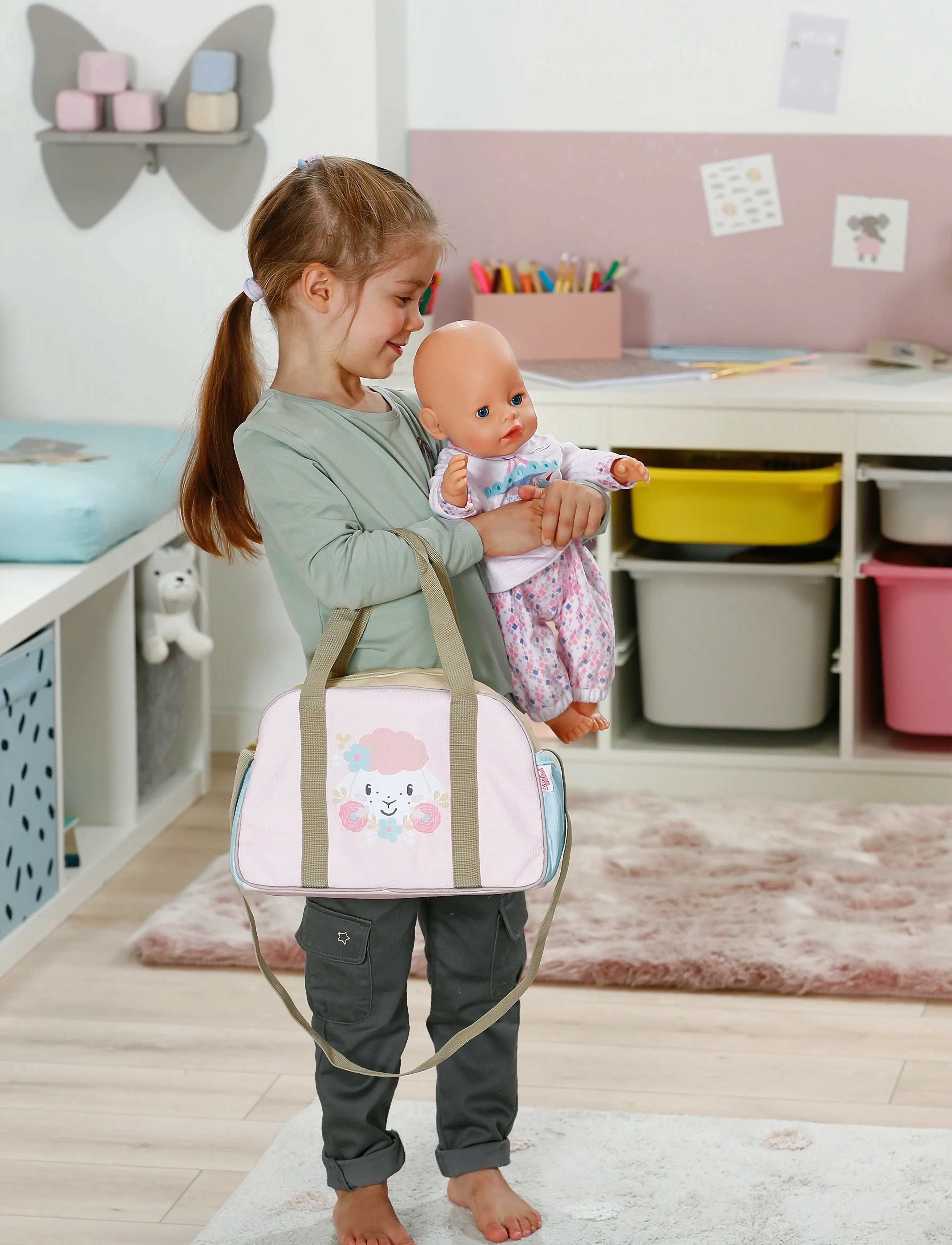 BABY born Changing Bag Flower, Børn, Dolls Tilbehør, Pink, Str: ONE SIZE