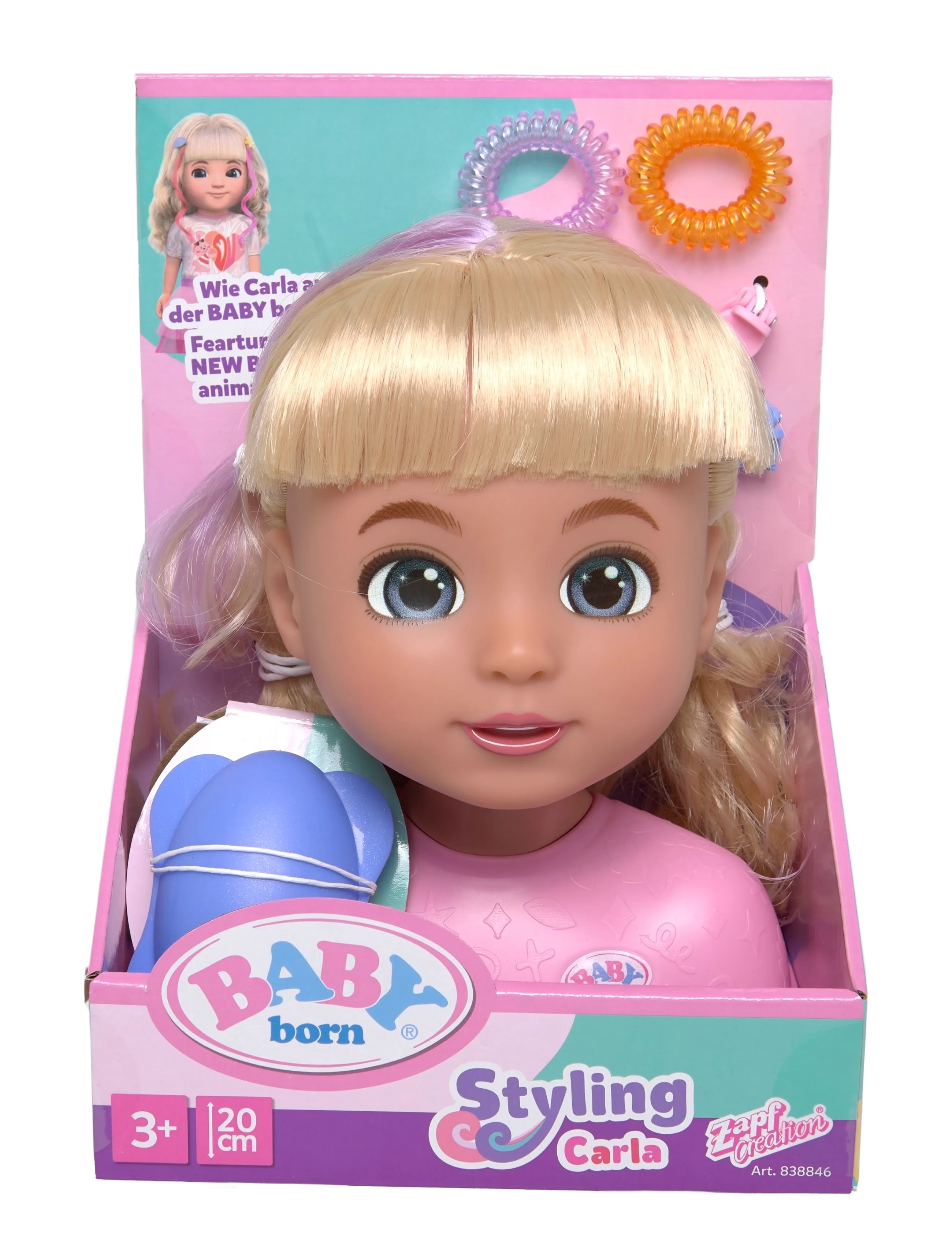 BABY born Styling Head Carla, Børn, Doll Styling Heads, Pink, Str: ONE SIZE
