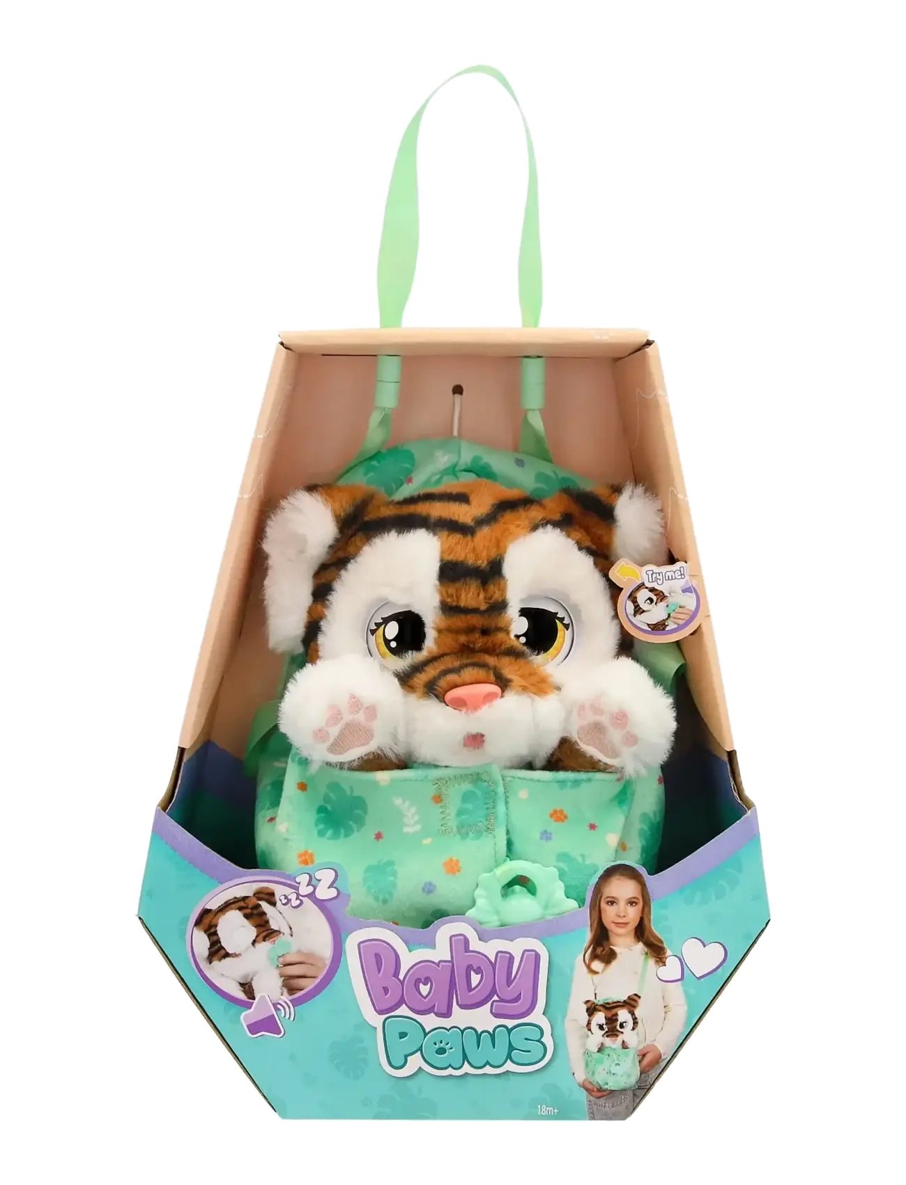Baby Paws 24 Cm Tiger, Børn, Stuffed Dyr, Grøn, Str: ONE SIZE