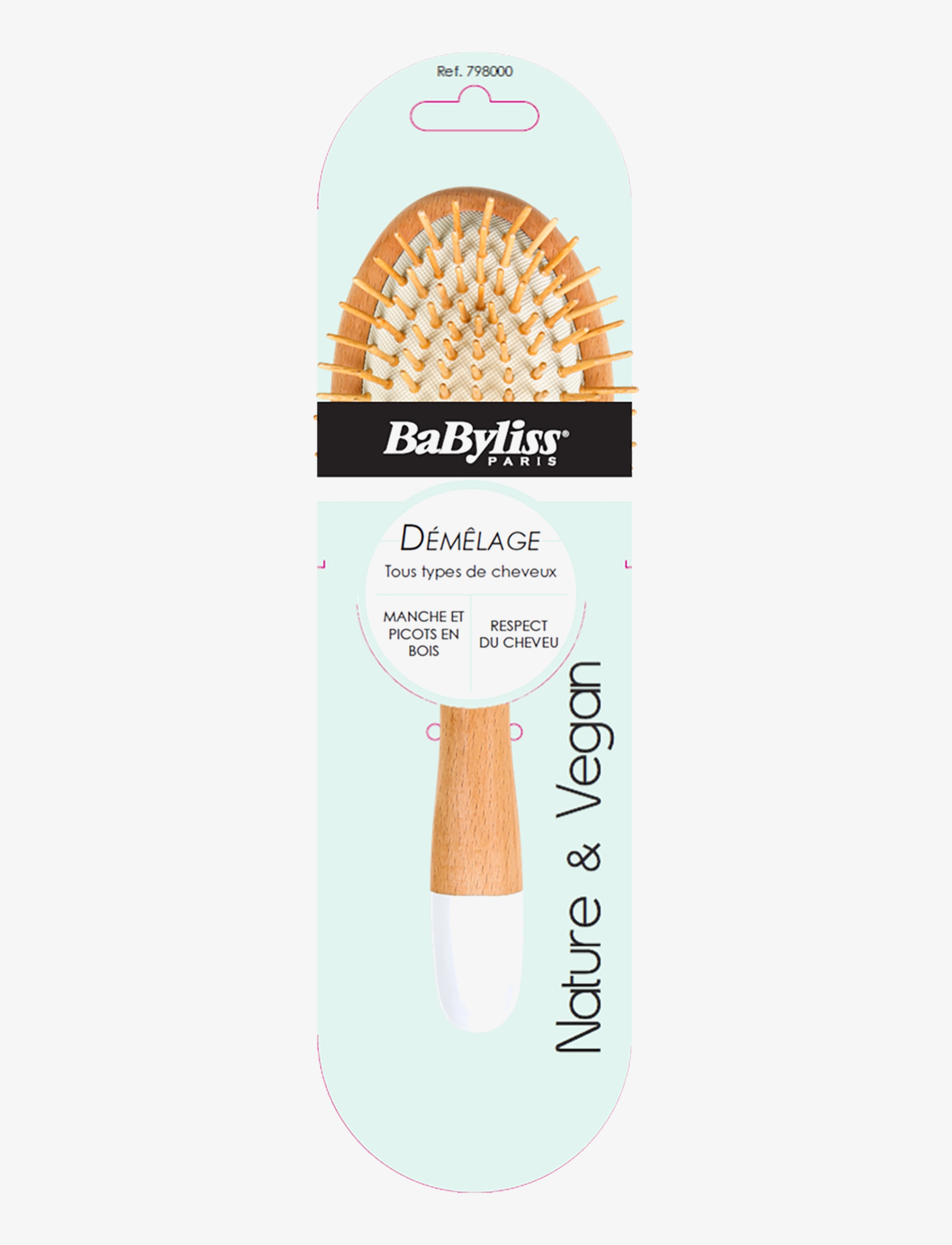 Babyliss Paris Detangling Brush With Wooden Bristles, Udredningsbørste, Beige, Str: ONE SIZE