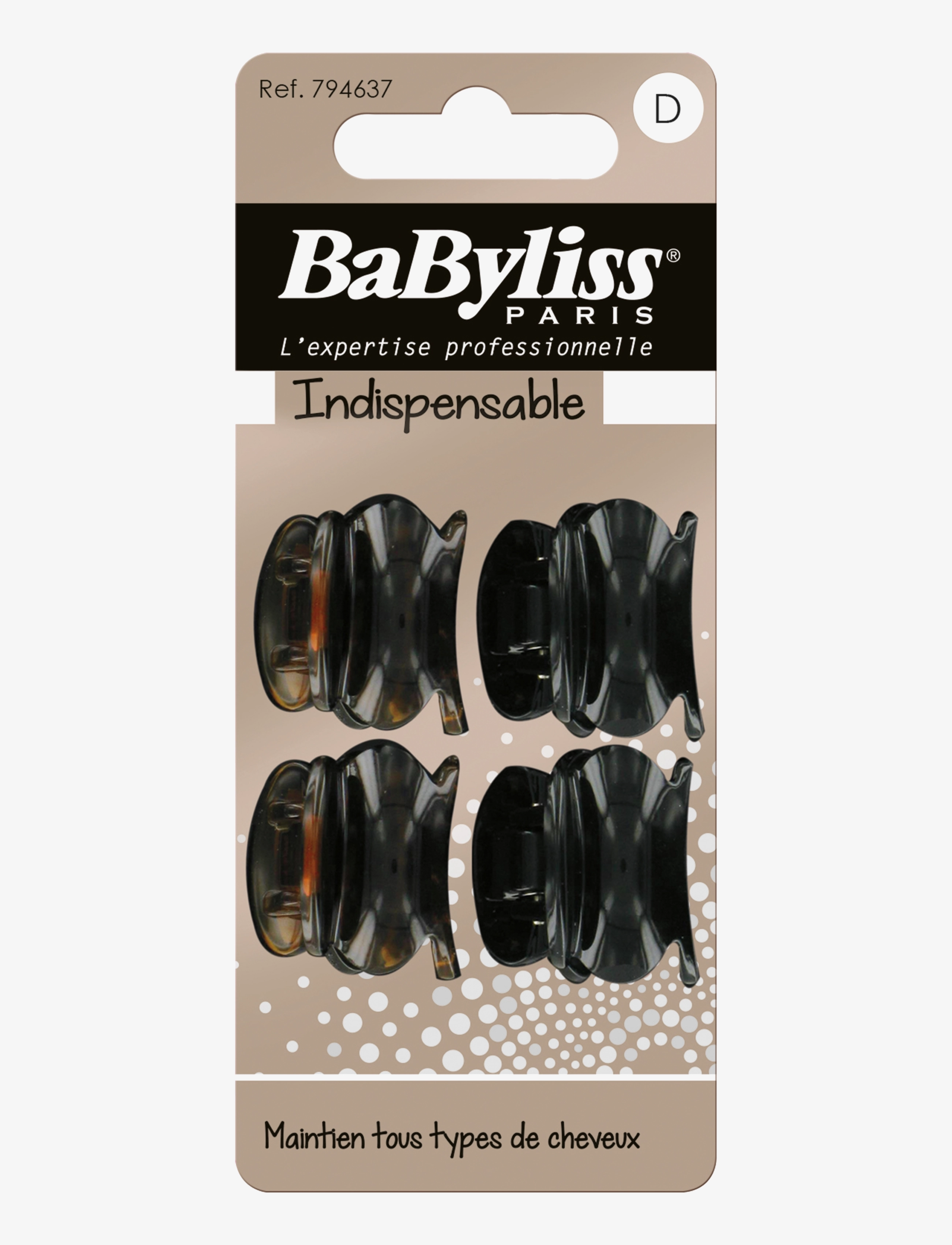 Babyliss Paris Jaw Clips 4 Pcs, Kvinder, Kloklemmer, Sort, Str: ONE SIZE