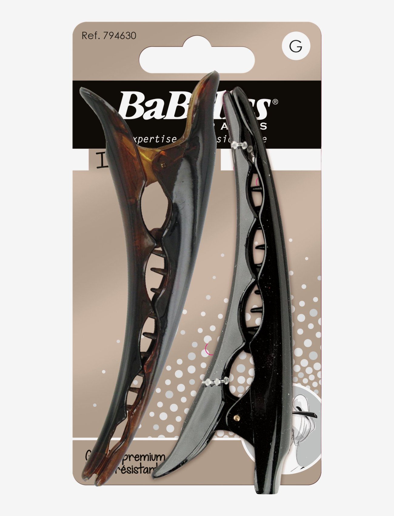 Babyliss Paris - Concorde hair clip 2 pcs - hárklemmur - clear - 0