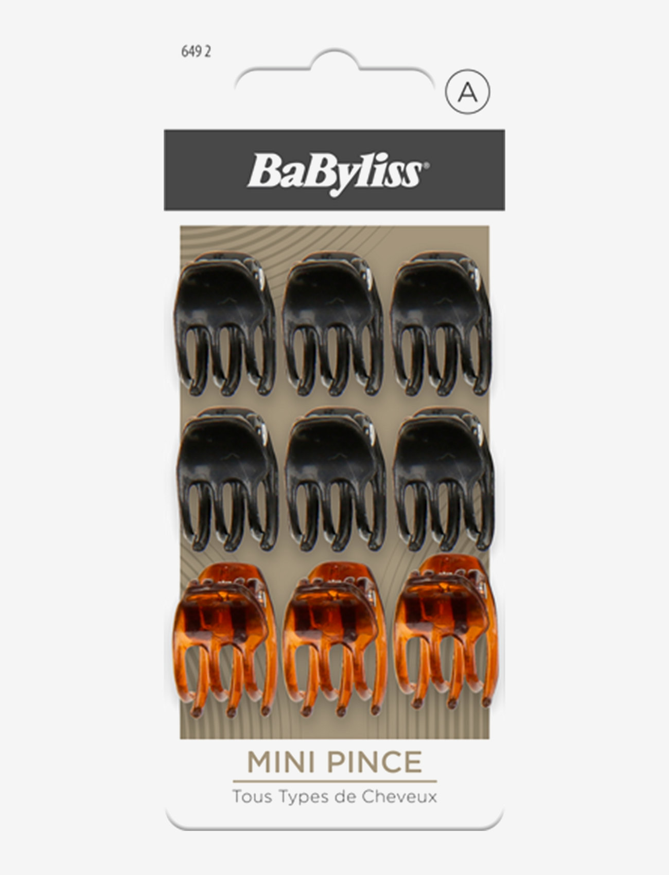 Babyliss Paris - Mini jaw clips 9 pcs black/brown - hårklämmor - clear - 0