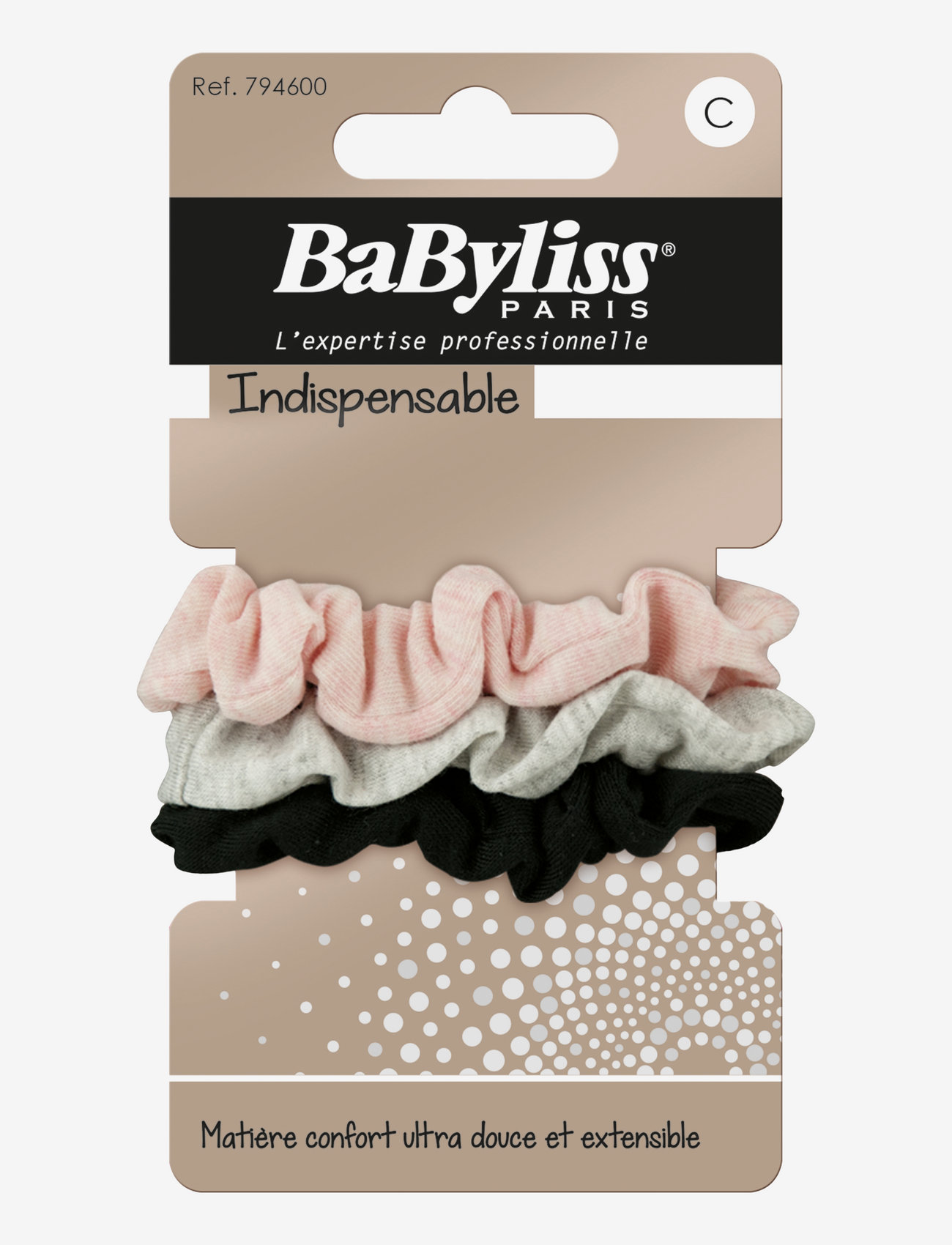 Babyliss Paris - Hair elastics in soft fabric 3 pcs - scrunchies - clear - 0