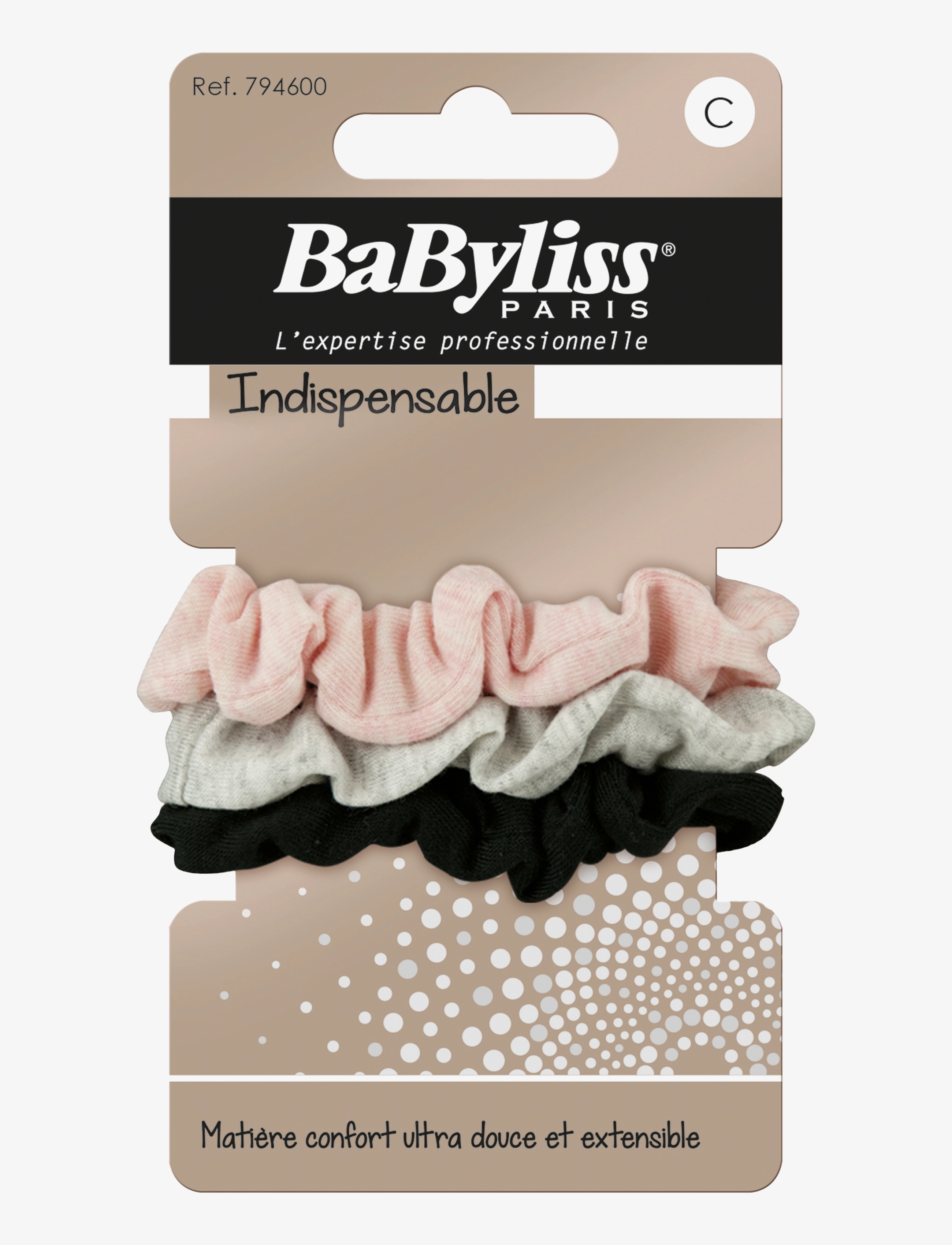 Hair elastics in soft fabric 3 pcs - CLEAR