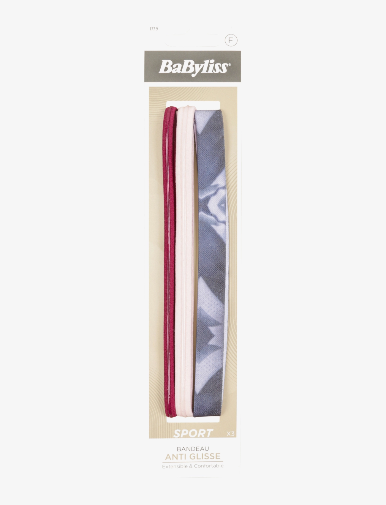 Babyliss Paris Hairband Anti Slip Sport 3 Pcs, Mænd, Sport Anti-Skrid Hårbånd Sæt, Multi/mønstret, Str: ONE SIZE
