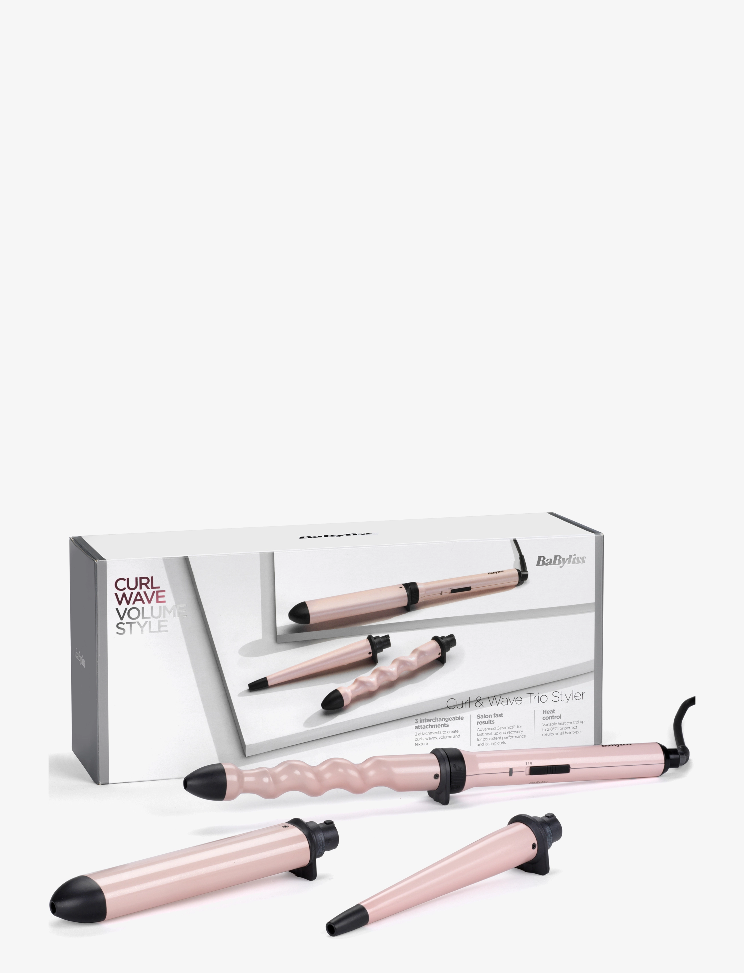 BaByliss - Curl & Wave Trio Styler - plaukų garbanojimo žnyplės - pink - 1