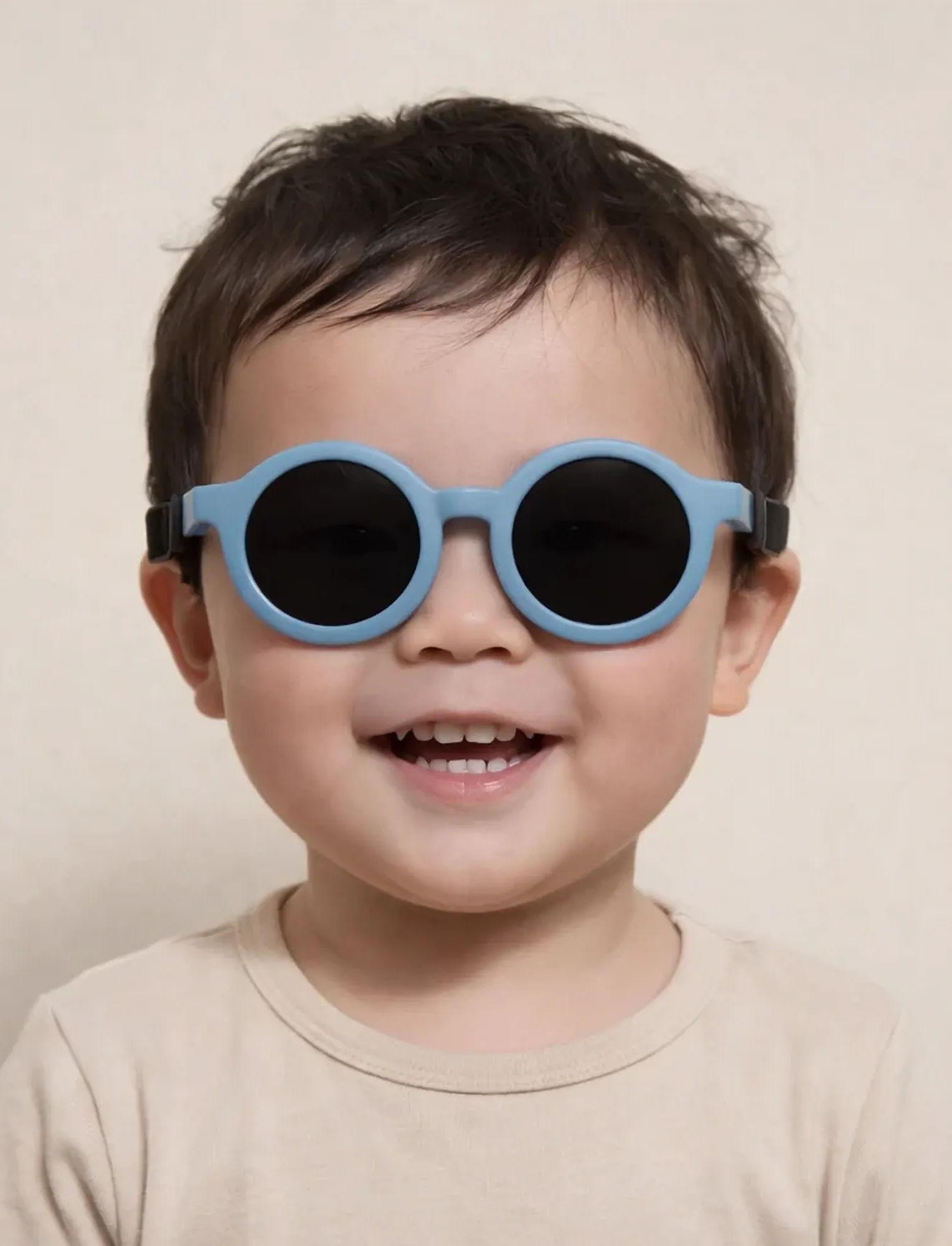 BabyMocs Child Signature Bendable Sunglasses, Børn, Børne Runde Bøjelige Solbriller, Blå, Str: 0-1.5Y