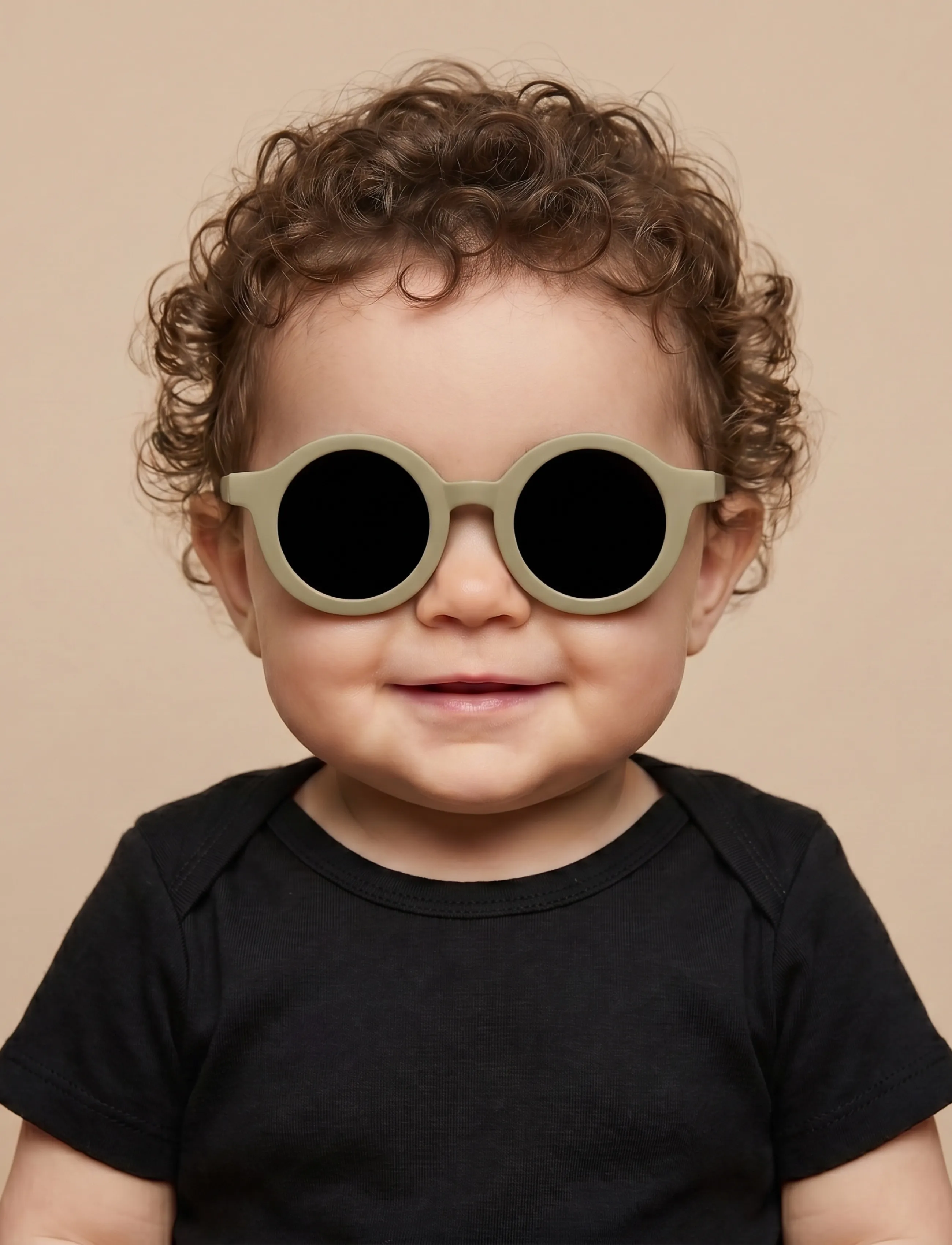 BabyMocs Child Signature Bendable Sunglasses, Børn, Børne Runde Bøjelige Solbriller, Kakigrøn, Str: 0-1.5Y