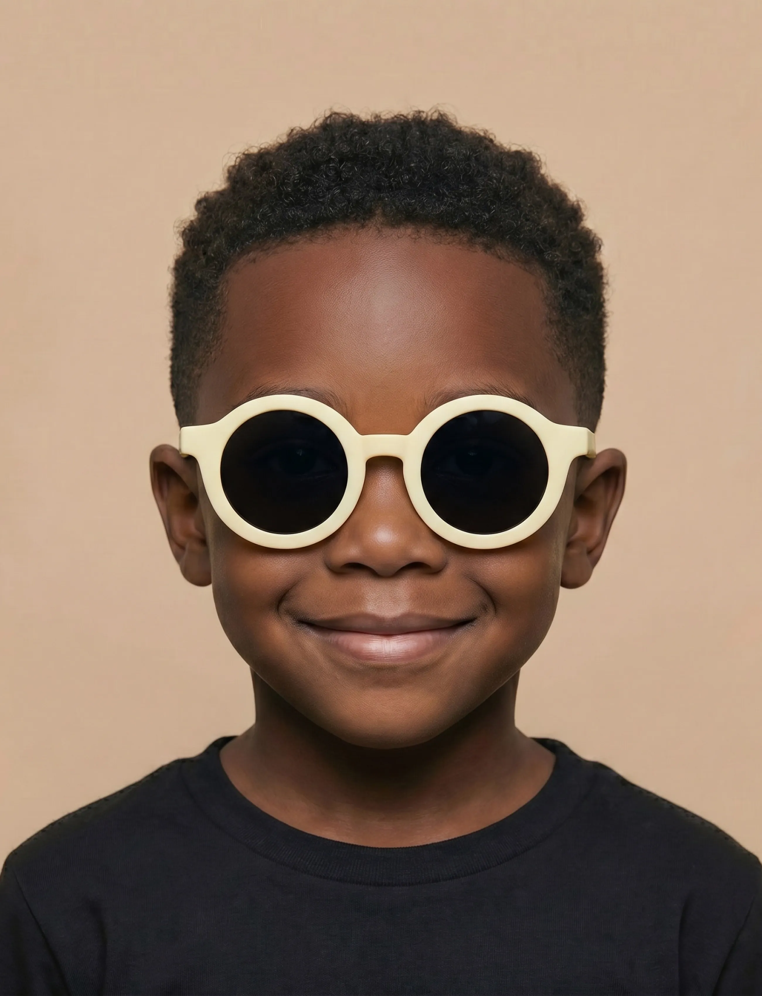 BabyMocs Child Signature Bendable Sunglasses, Børn, Børne Runde Bøjelige Solbriller, Cream, Str: 1.5-8Y