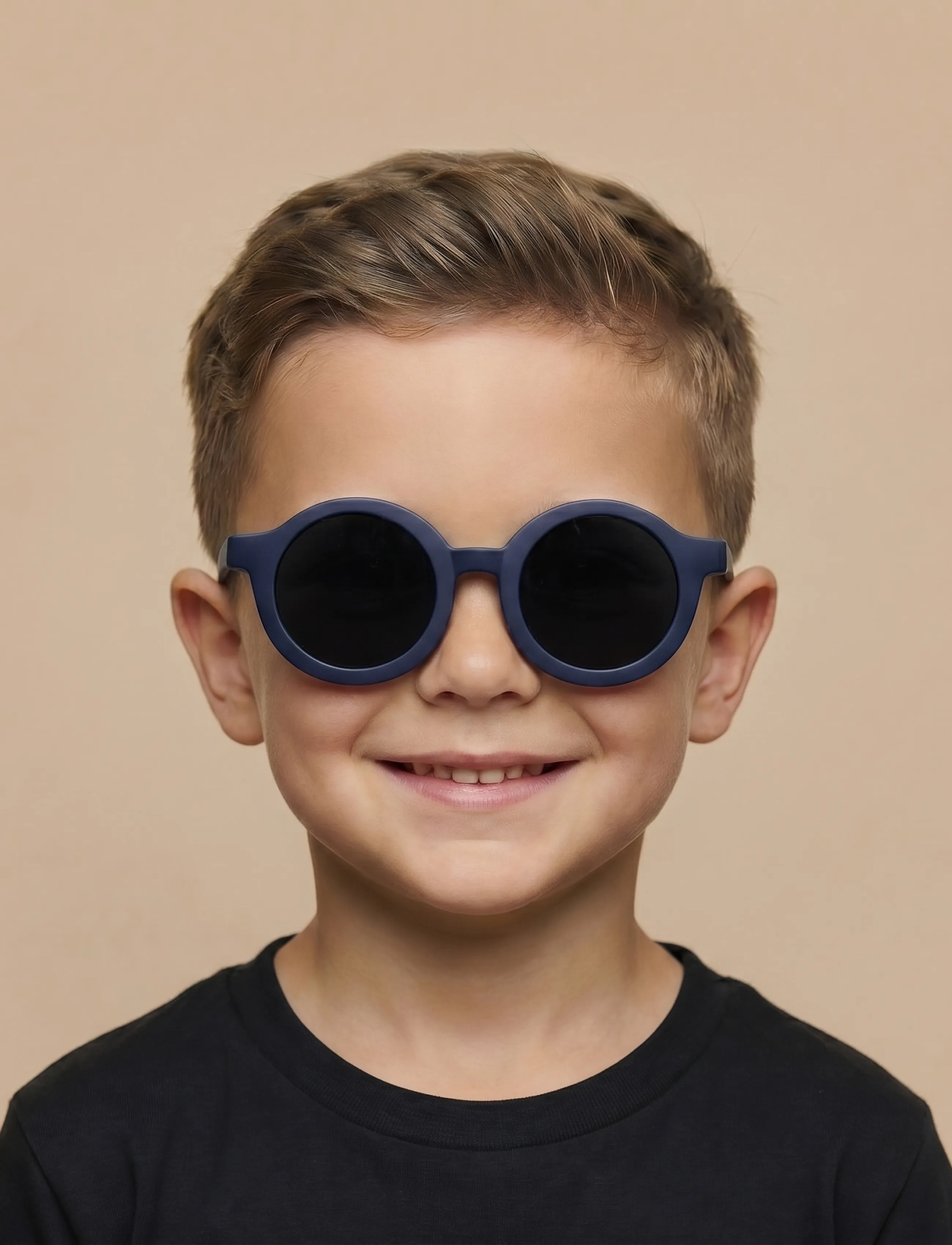BabyMocs Child Signature Bendable Sunglasses, Børn, Børne Runde Bøjelige Solbriller, Navy, Str: 1.5-8Y