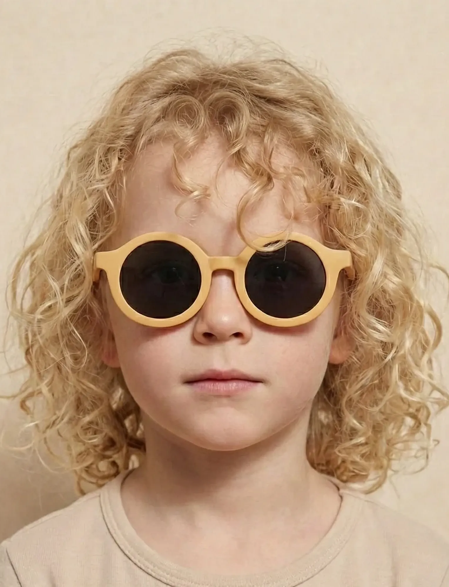BabyMocs Child Signature Bendable Sunglasses, Børn, Børne Runde Bøjelige Solbriller, Gul, Str: 0-1.5Y