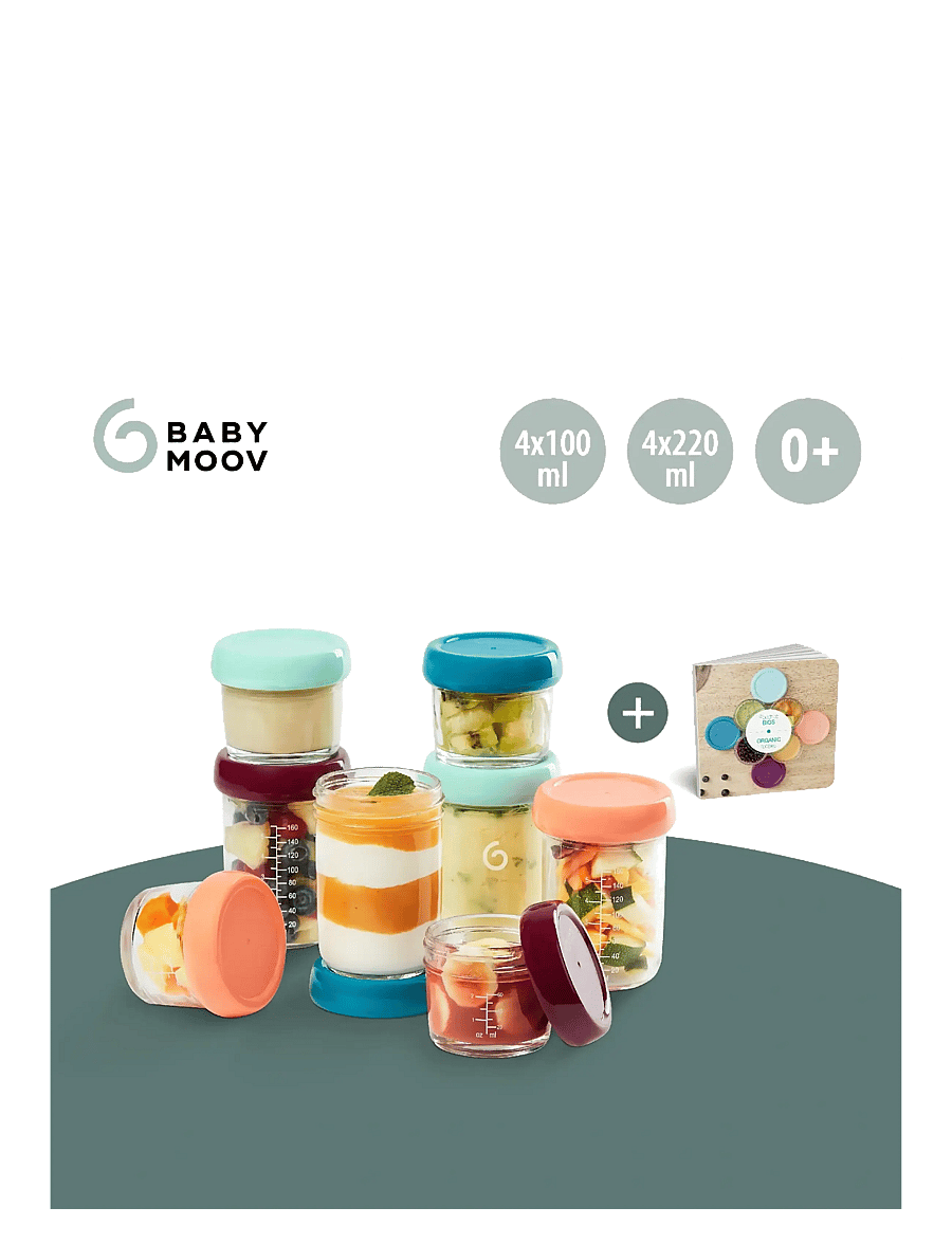 BabyMoov - GLASS BABYBOLS 4 x 220 ML - opbevaringsbøtter til babymad - multi - 2