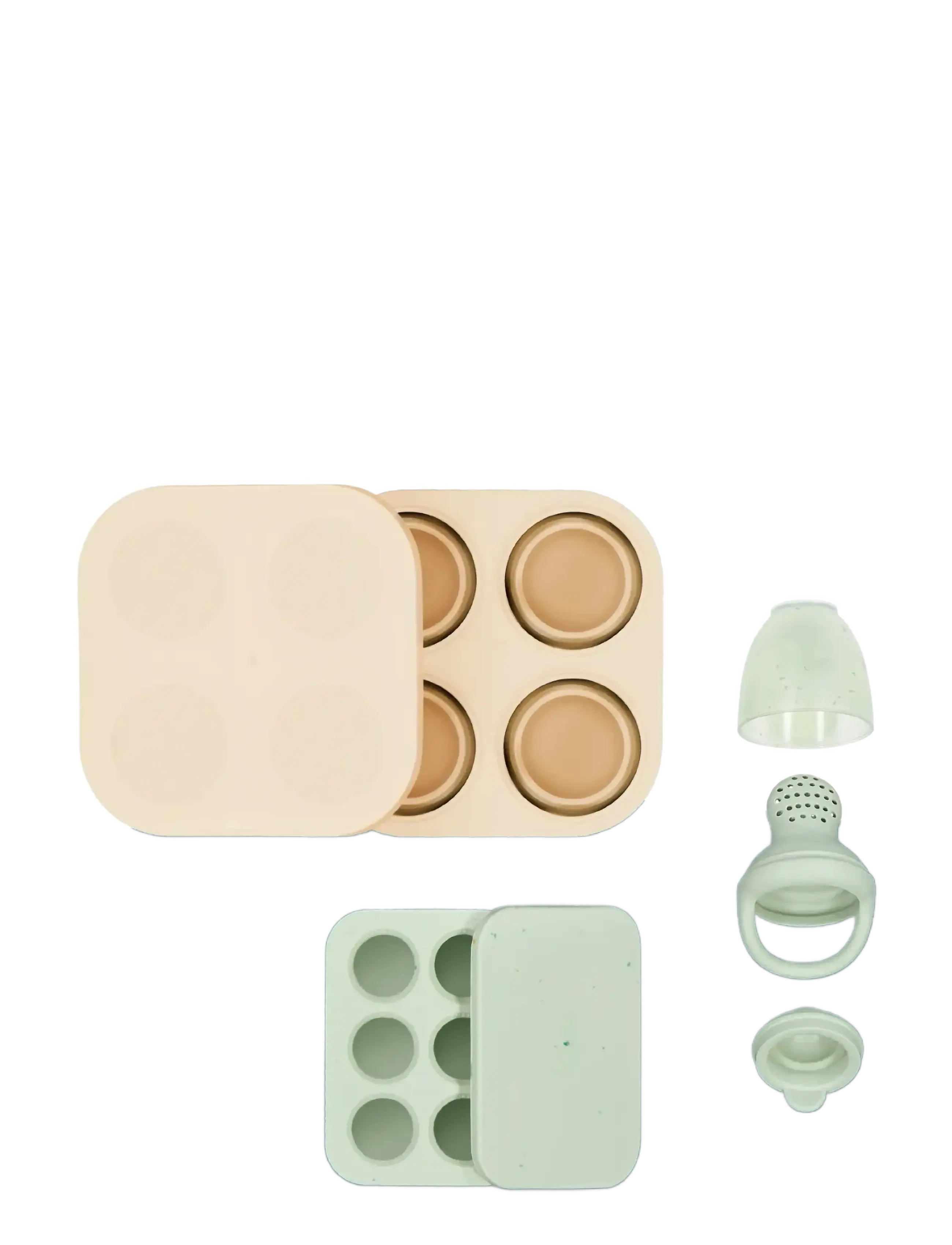 BabyMoov - Silicone containers and Feeder set - matlådor - green/pink - 2