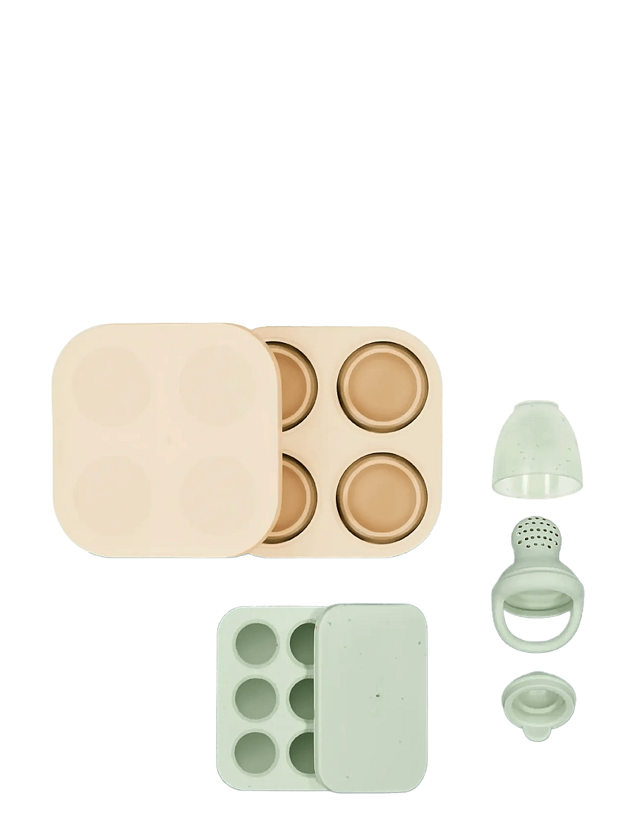 BabyMoov - Silicone containers and Feeder set - matlådor - green/pink - 2