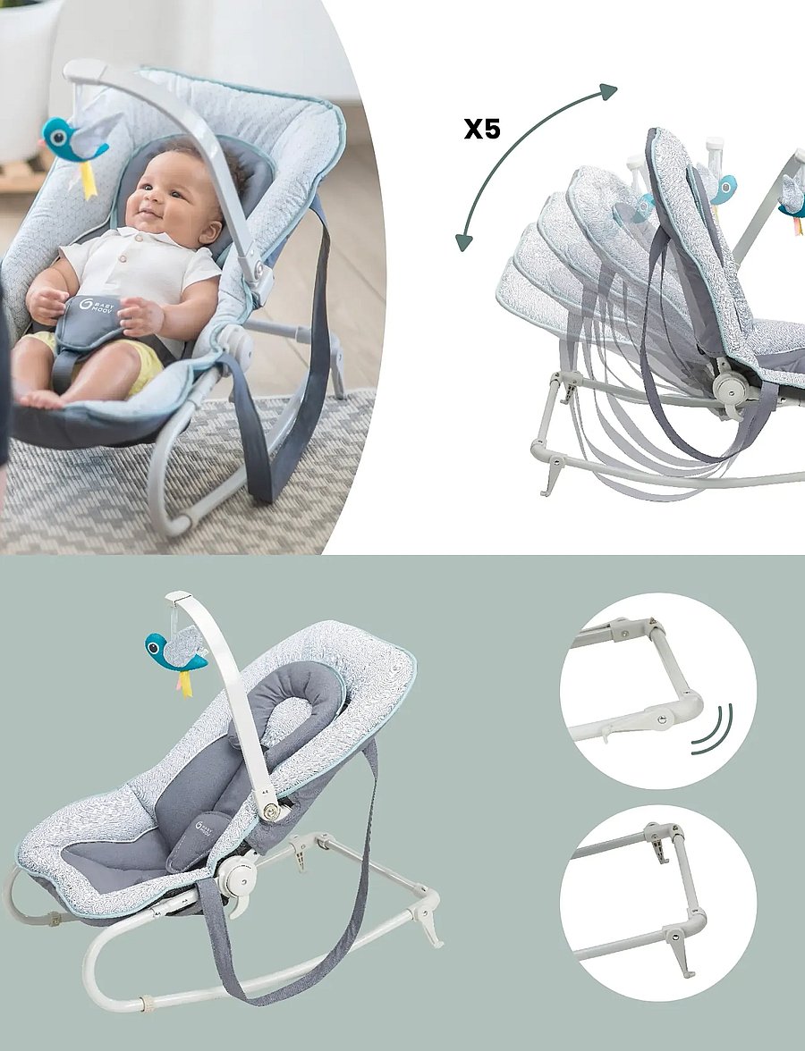 BabyMoov - GRAPHIK BOUNCER BLUE - skråstole - blue - 2