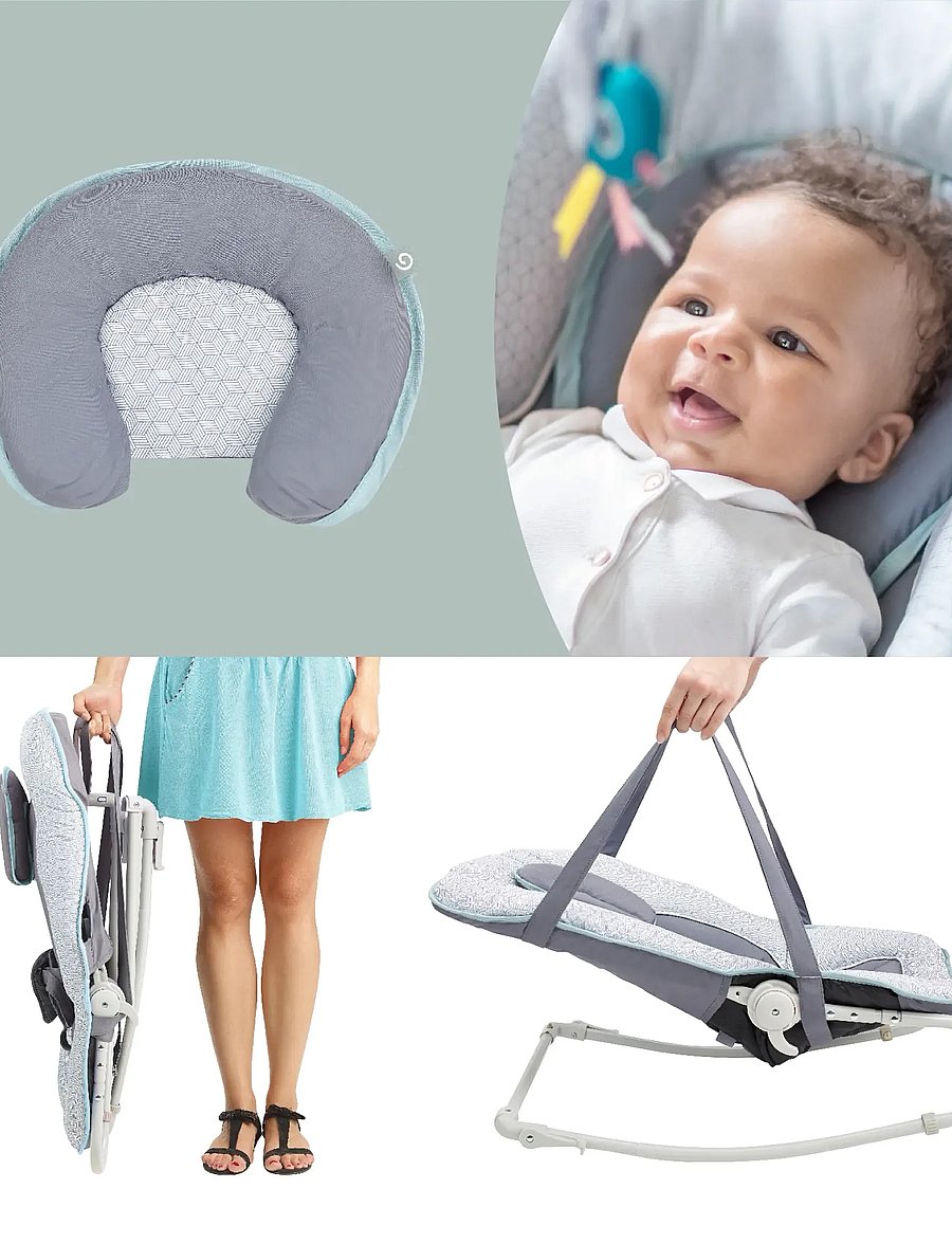 BabyMoov - GRAPHIK BOUNCER BLUE - skråstole - blue - 3