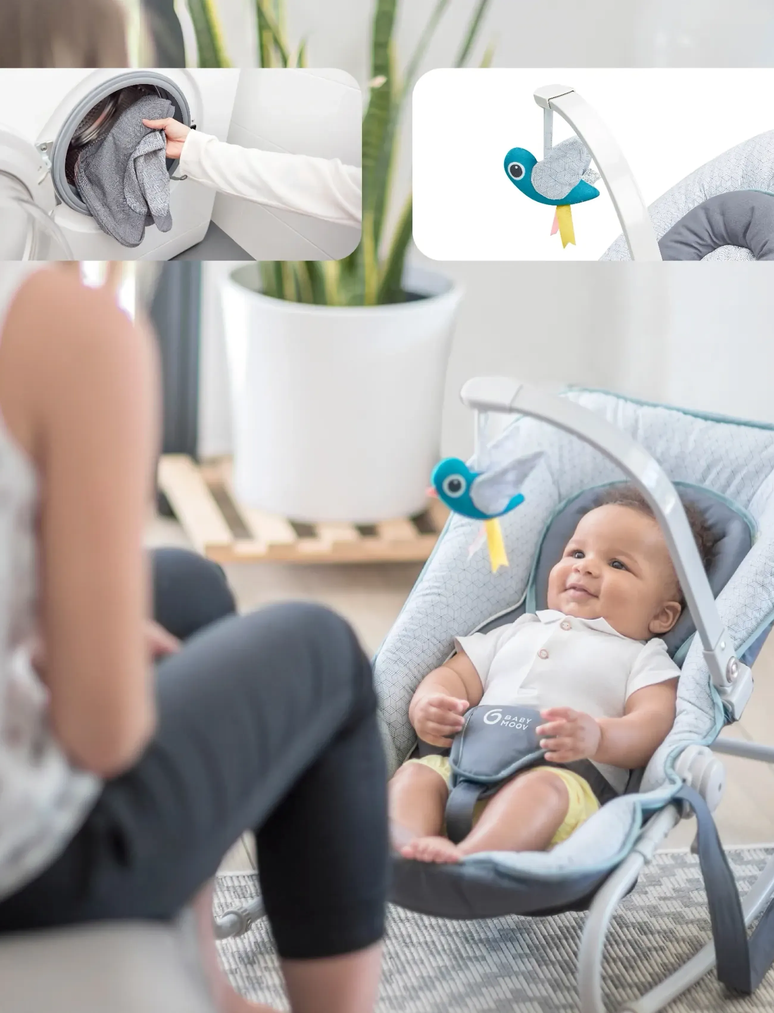BabyMoov - GRAPHIK BOUNCER BLUE - skråstole - blue - 4