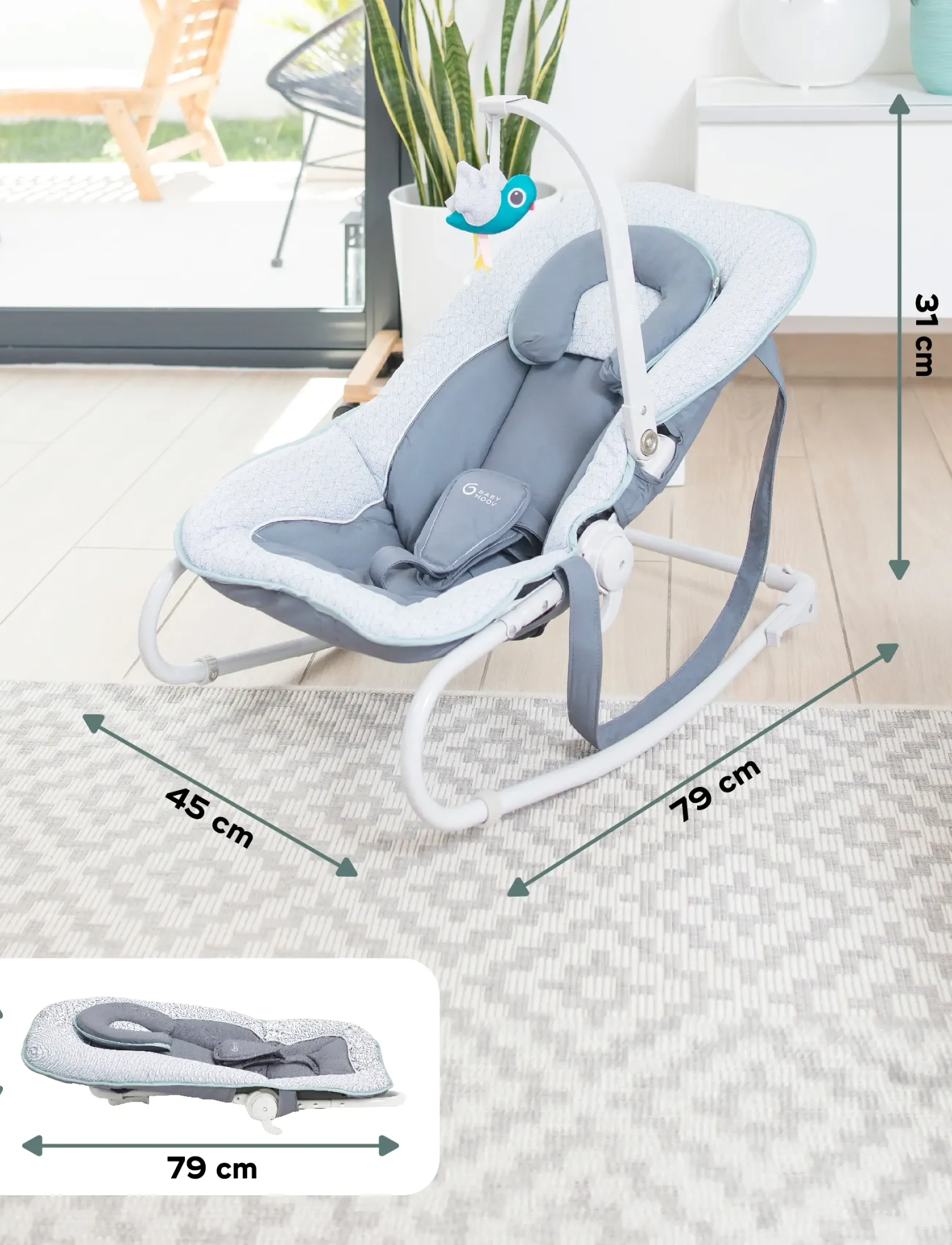 BabyMoov - GRAPHIK BOUNCER BLUE - skråstole - blue - 5