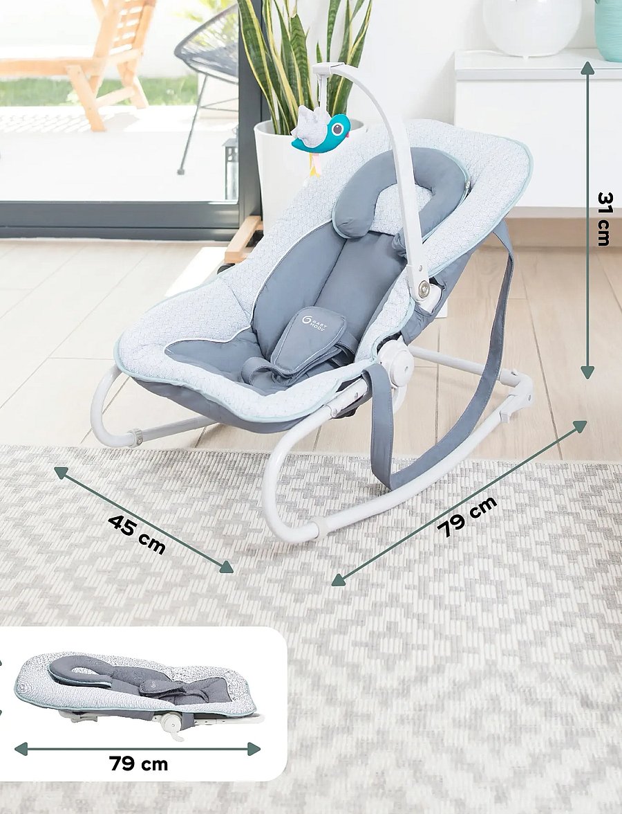 BabyMoov - GRAPHIK BOUNCER BLUE - skråstole - blue - 5