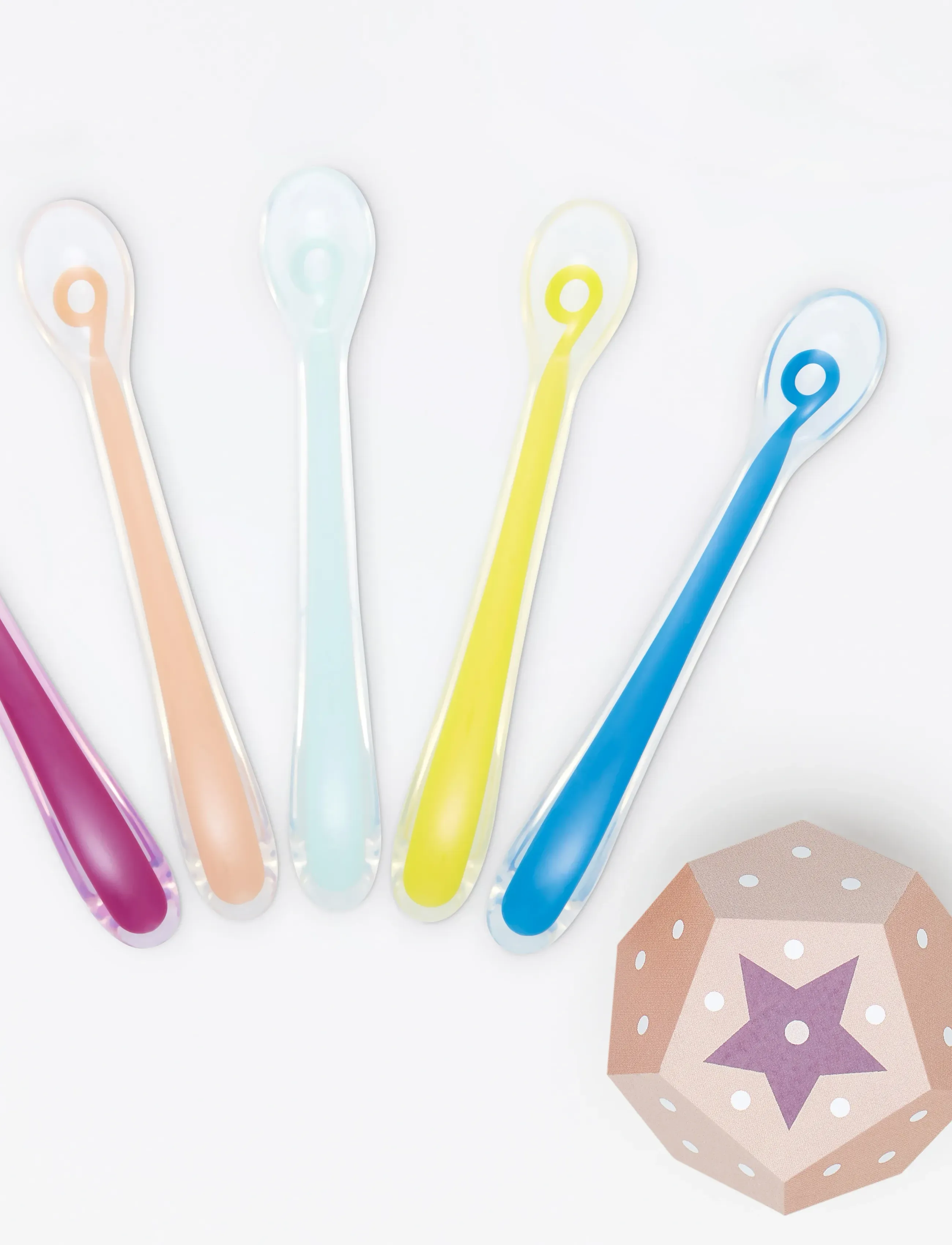 BabyMoov Silicone Spoons X5, Børn, Silikone Babyskeer, Multi/mønstret, Str: ONE SIZE