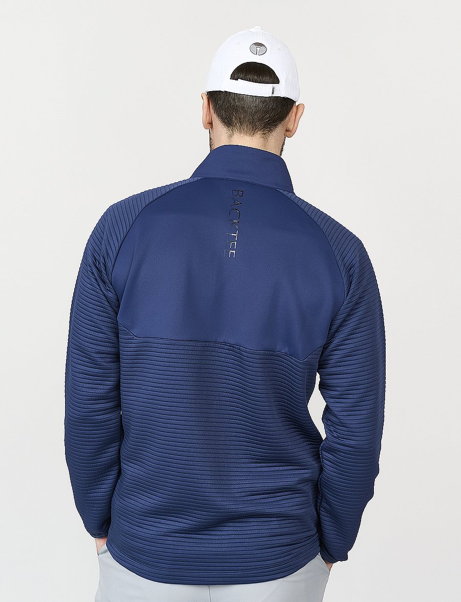 BACKTEE - Mens Waffel Midlayer Cardigan - fleece & midlayer - navy - 2
