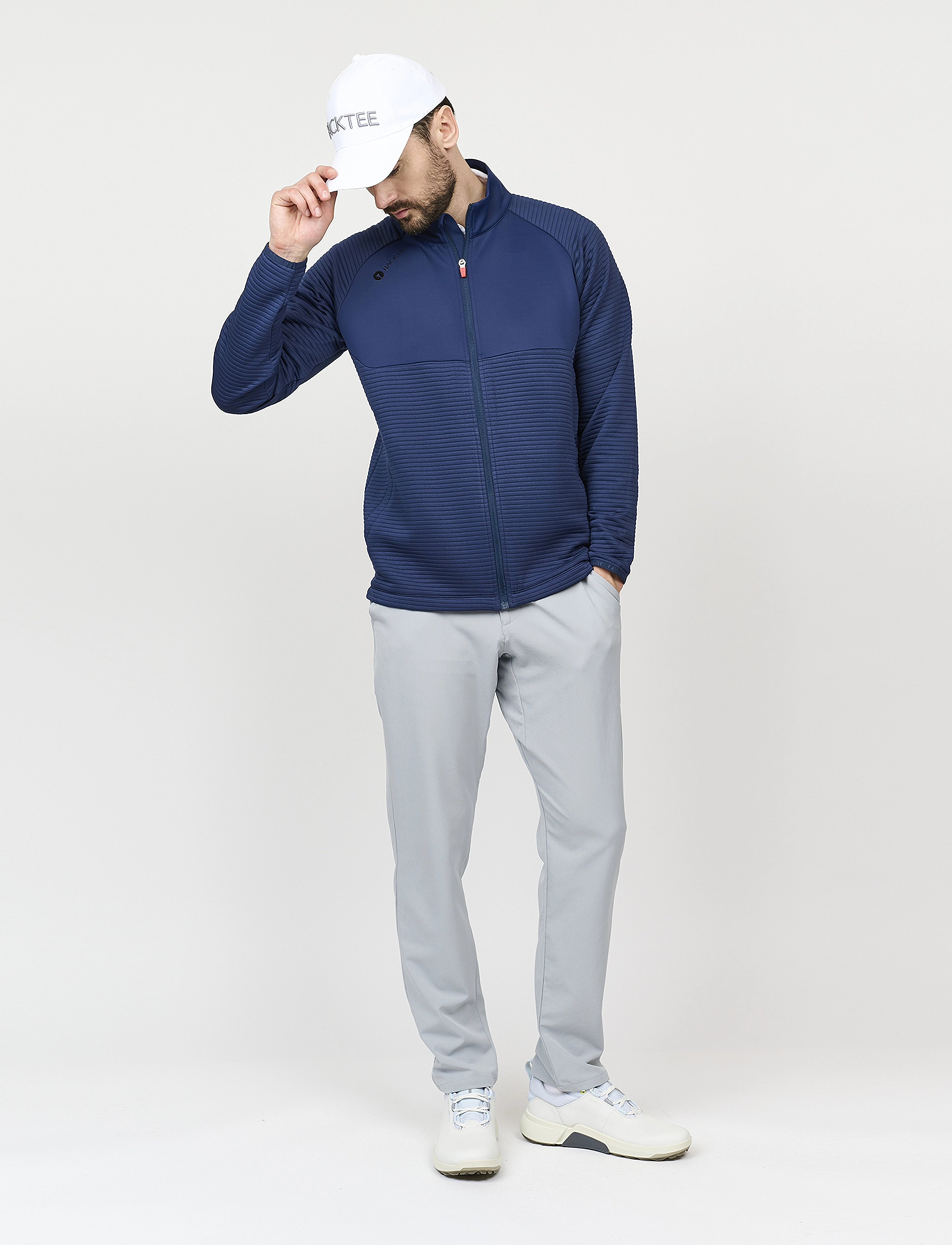 BACKTEE - Mens Waffel Midlayer Cardigan - miesten - navy - 3