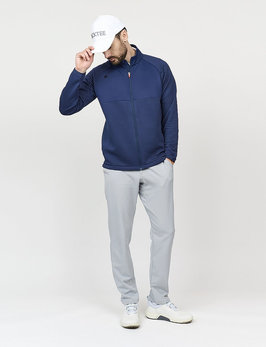 BACKTEE - Mens Waffel Midlayer Cardigan - fleece & midlayer - navy - 3