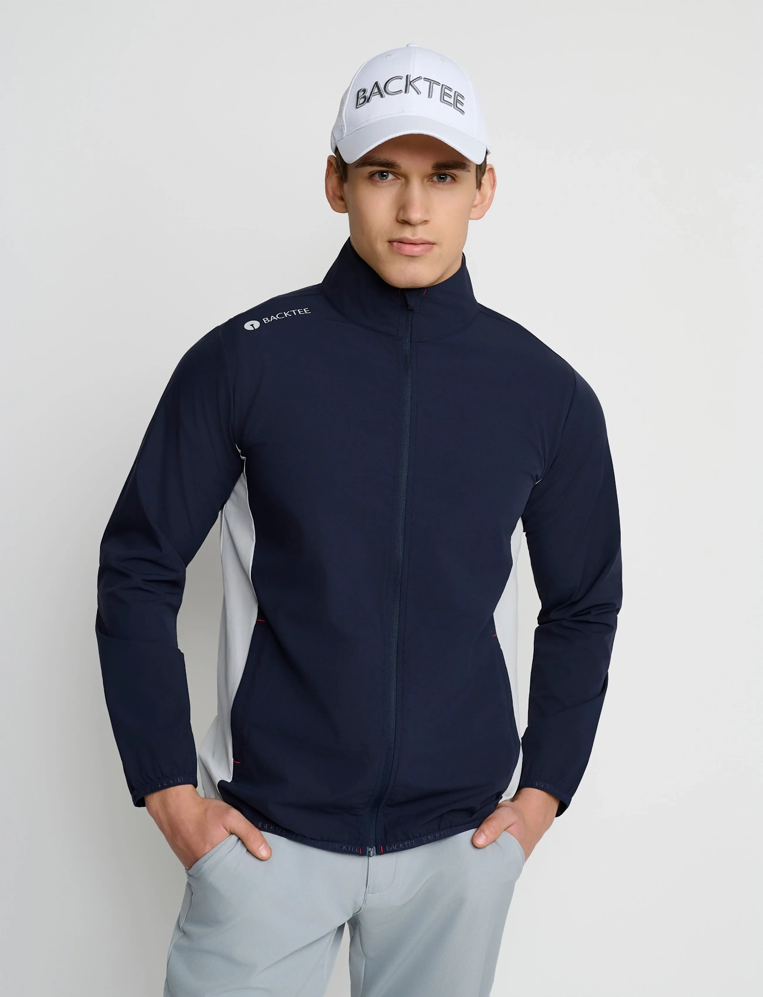 BACKTEE Mens Windbreaker Jacket, L, Sport Jackets, Marineblau - Golf Männerswear