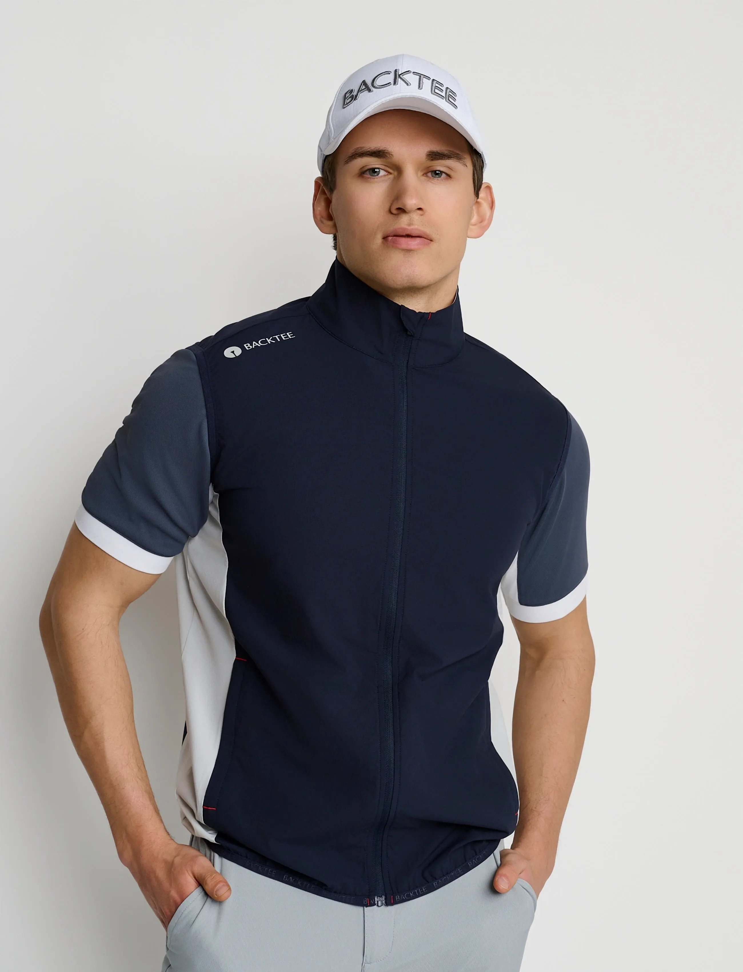 BACKTEE Mens Windbreaker Vest, 3XL, Navy, Sport Overtøj > Sport Veste, Herre