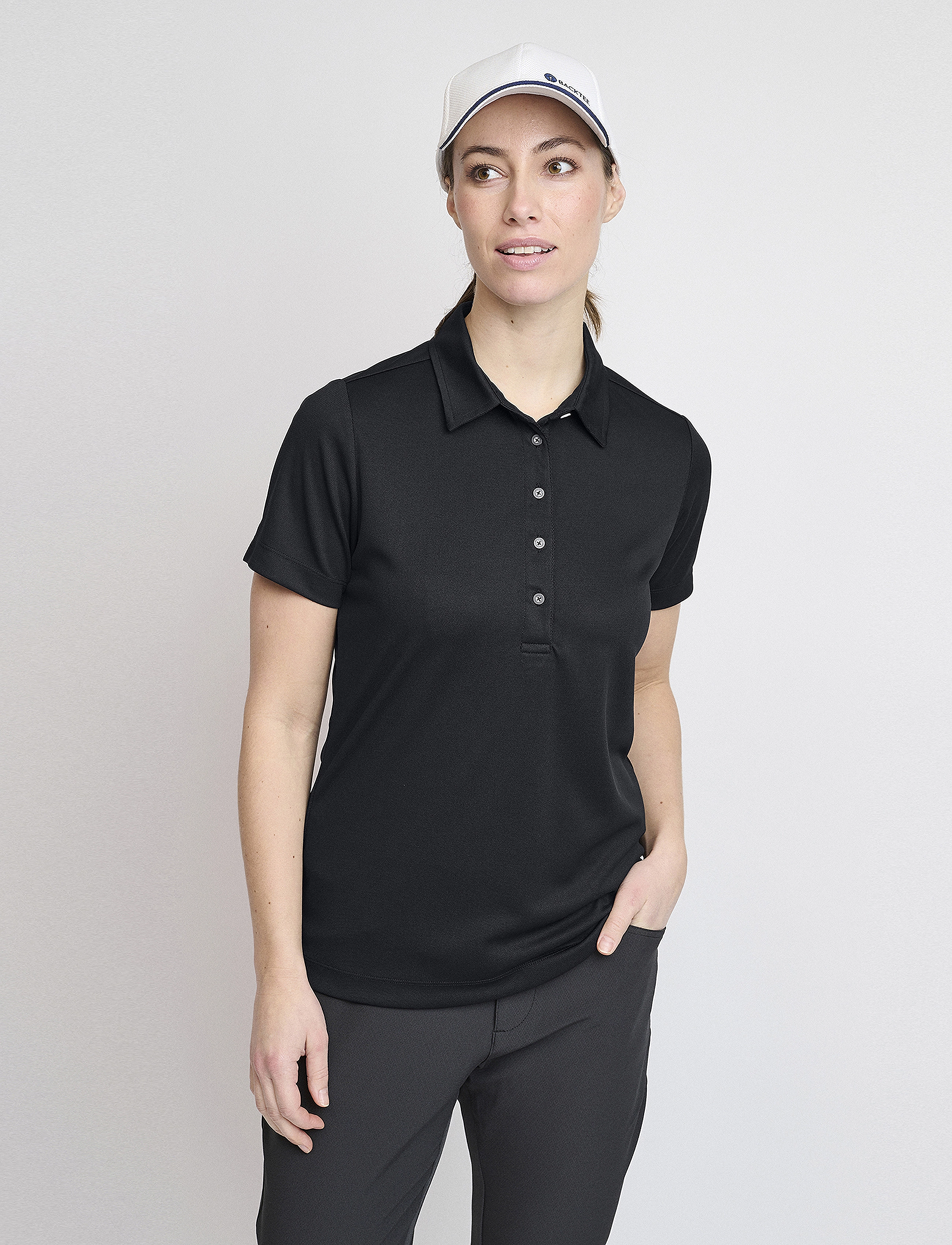 BACKTEE Ladies Performance Polo, XL, T-shirts & Oberteile, Schwarz - Polos, Frauen