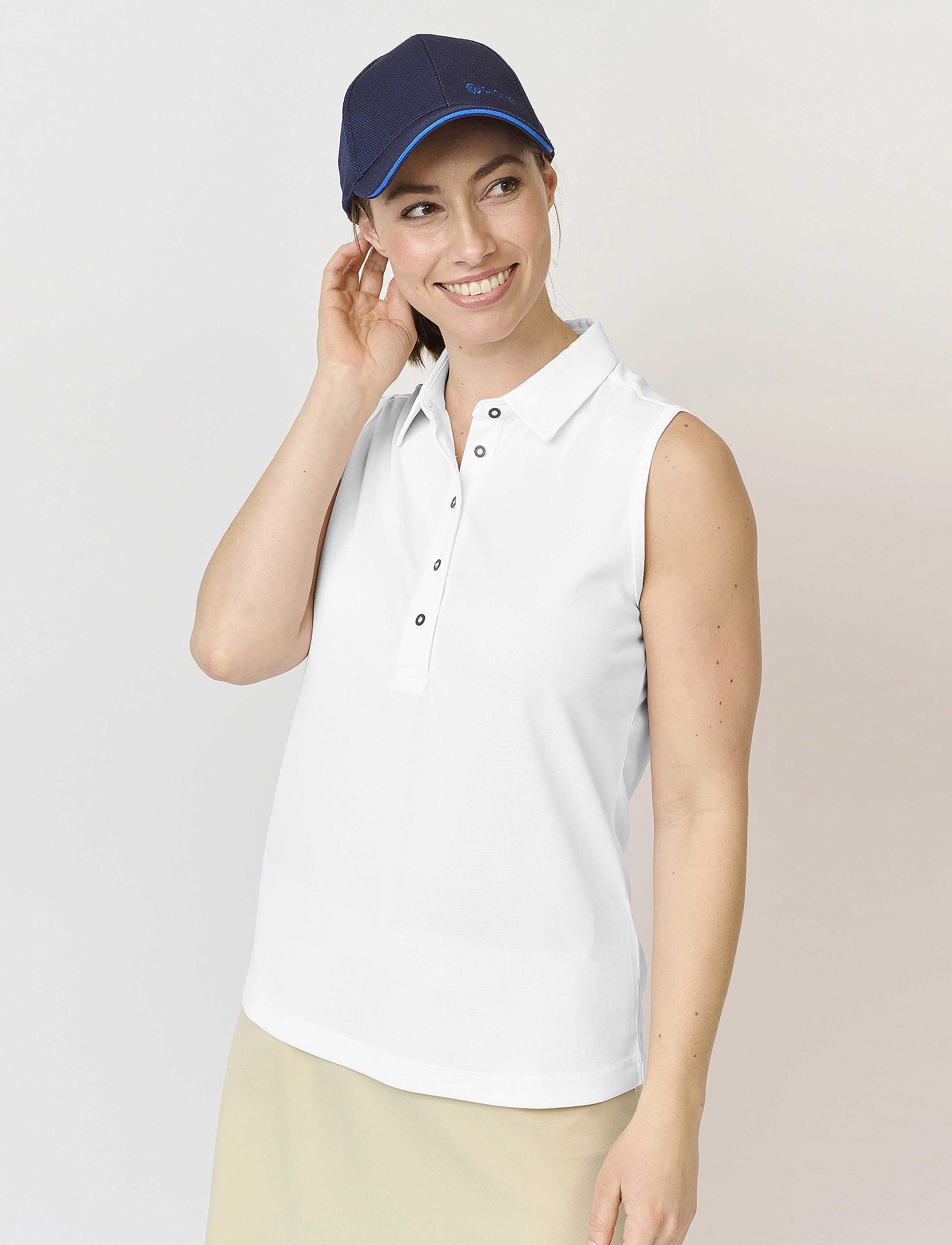 BACKTEE Ladies Performance Top, Kvinder, Ærmeløs Performance Polo Top, Hvid, Str: M