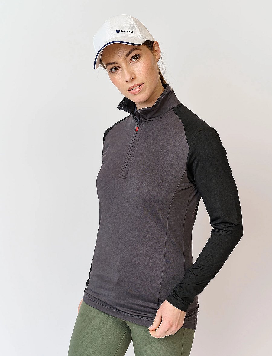 BACKTEE - Ladies Zipneck Baselayer - superundertøy & ullundertøy overdeler - asphalt - 0
