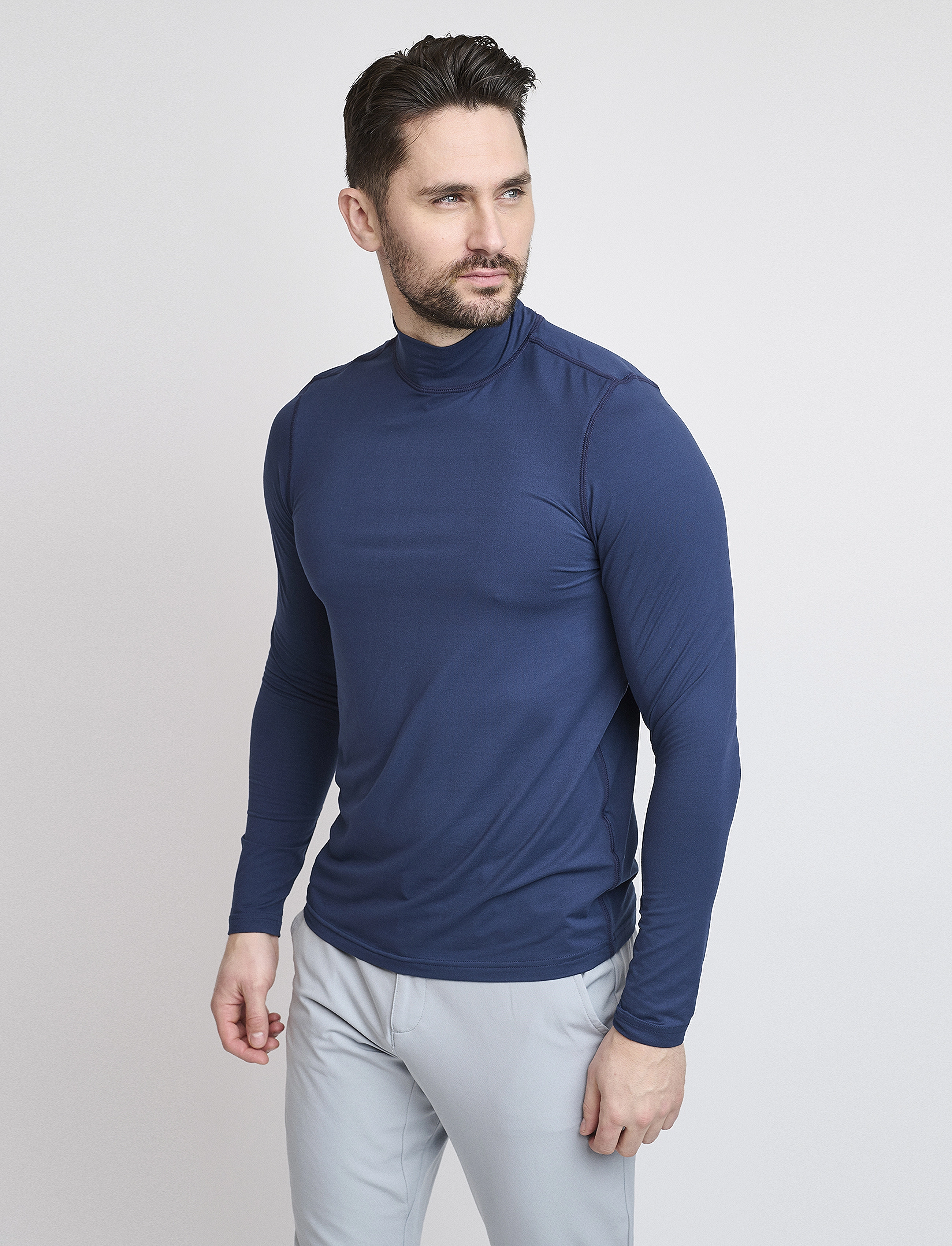 BACKTEE Mens First Skin Turtle Neck, Mænd, Langærmet Rullekrave Top, Navy, Str: XXL