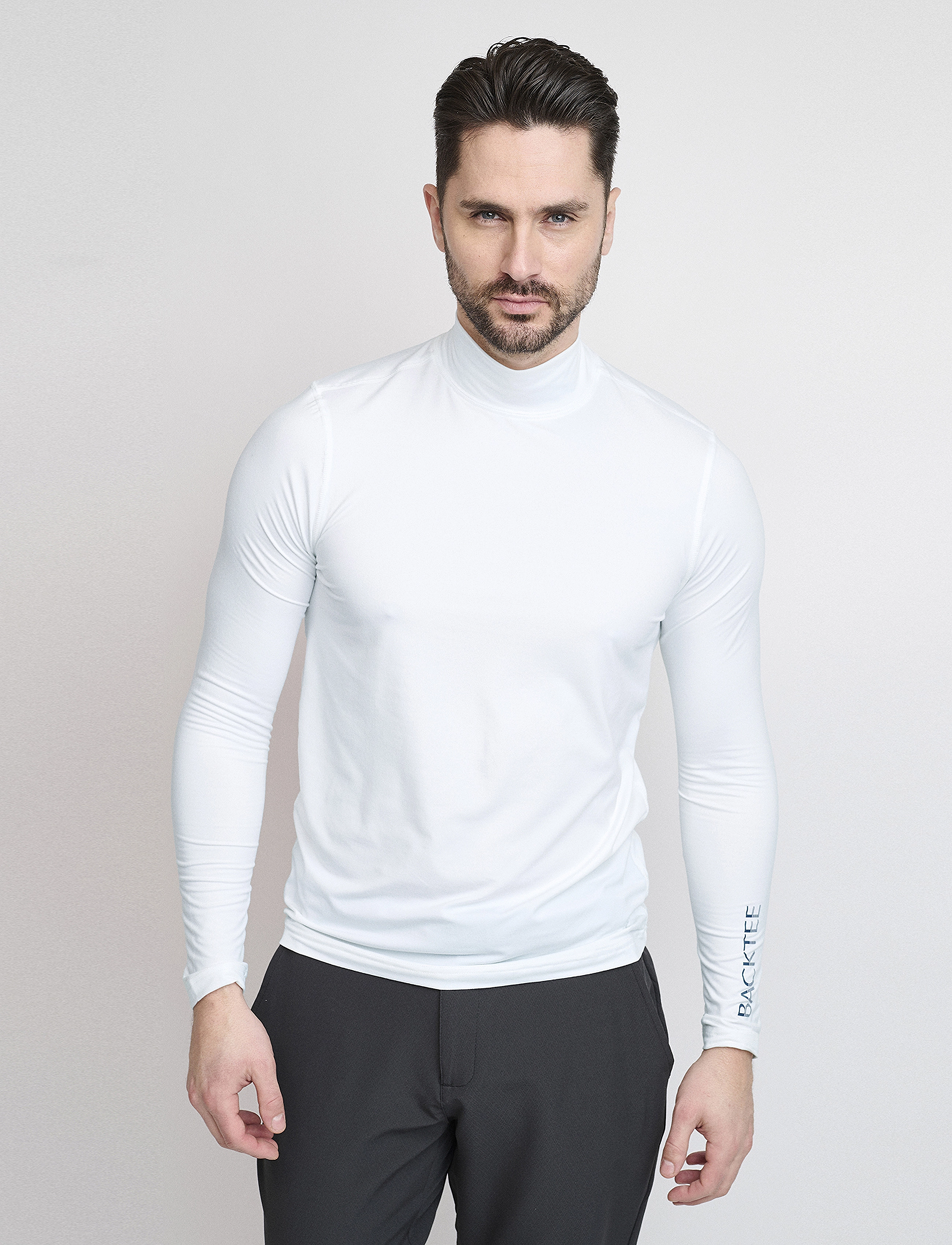 BACKTEE Mens First Skin Turtle Neck, Mænd, Langærmet Rullekrave Top, Hvid, Str: XXXL