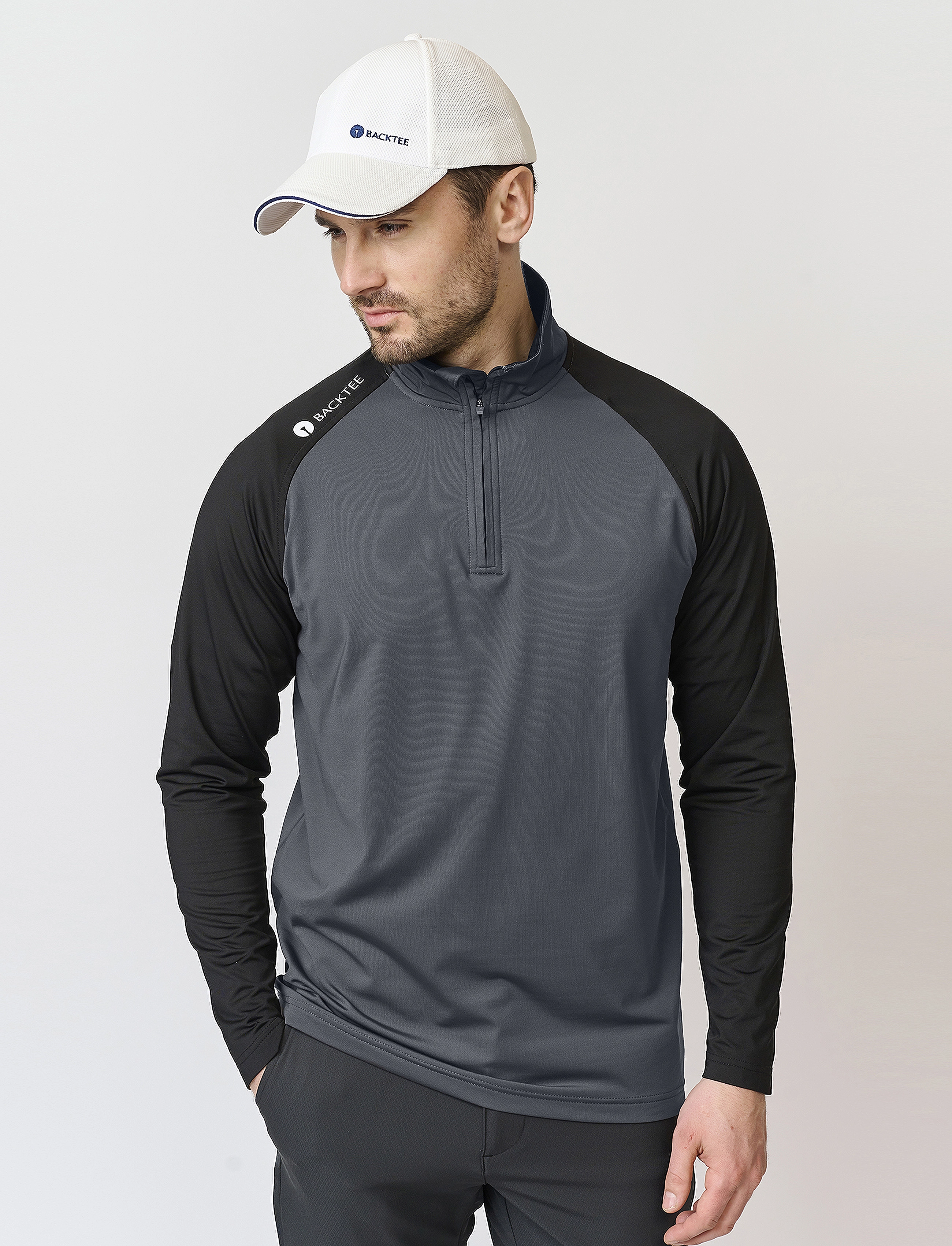BACKTEE Mens Zipneck Baselayer - BACKTEE - ASPHALT / grey