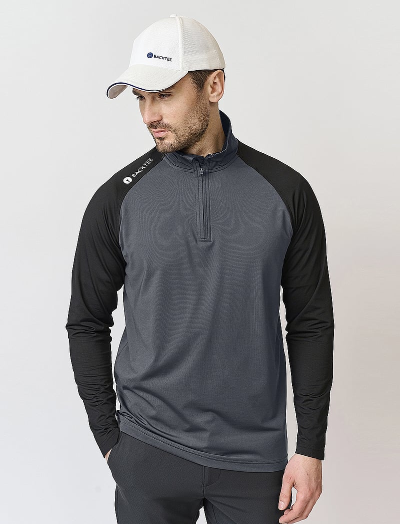 BACKTEE - Mens Zipneck Baselayer - långärmade t-shirts - asphalt - 0